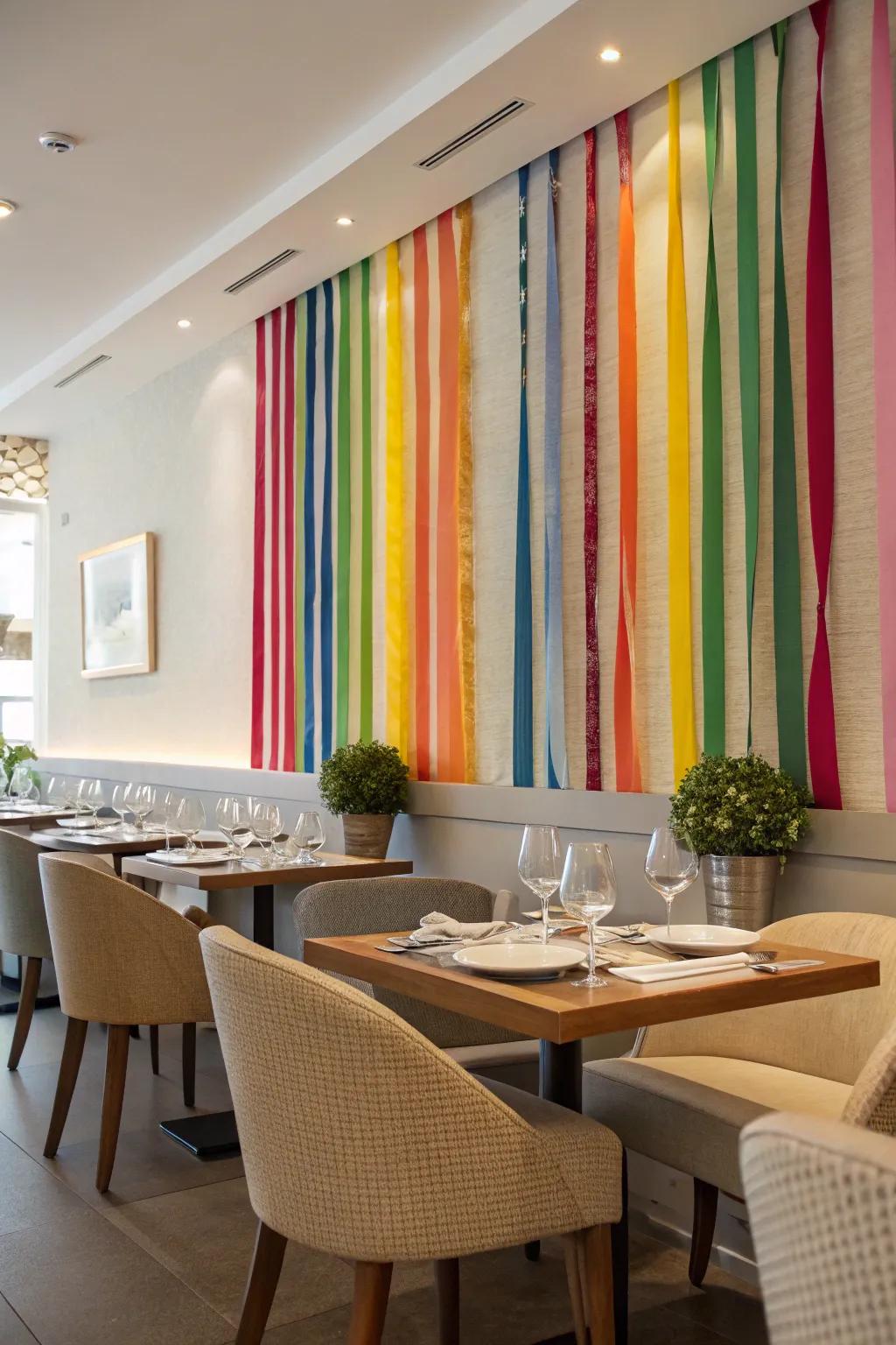 A vibrant ribbon backdrop that’s great for celebrations.