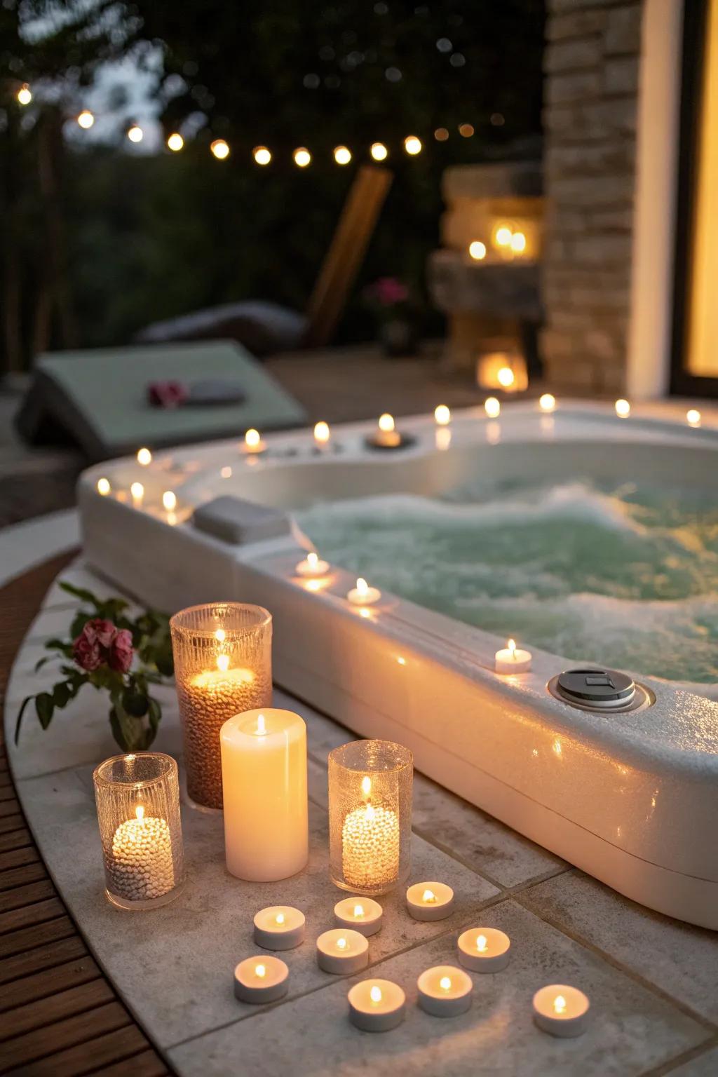 Create an enchanting atmosphere with the gentle glow of candlelight.