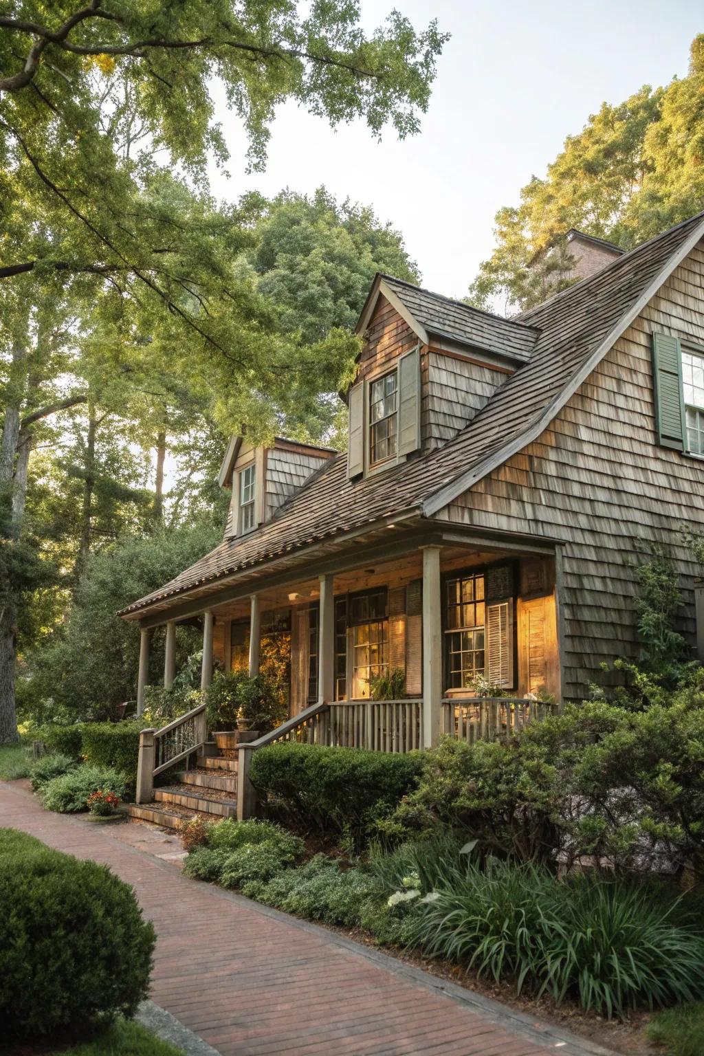 Natural timber shingle roofs exude warmth and organic charm for any abode.