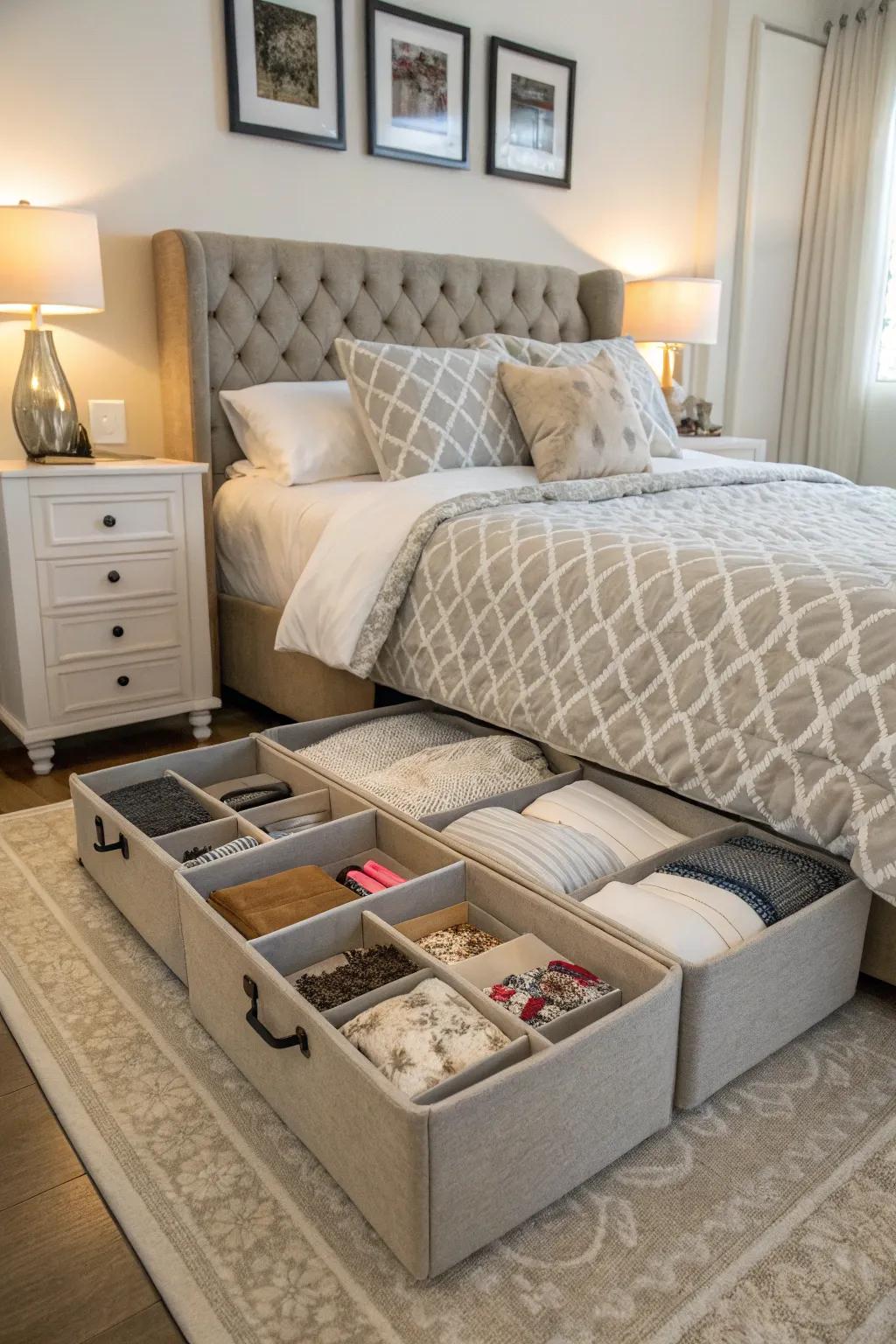 Make the most of your room's space with smart under-bed organizing techniques.