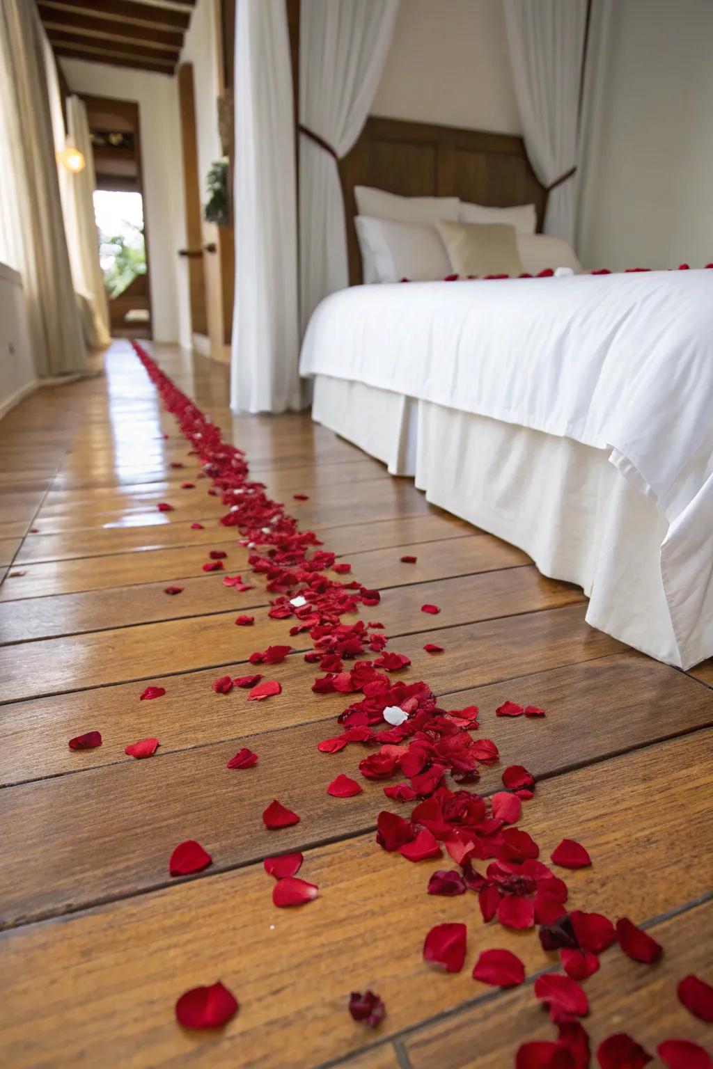 A traditional petal path leading to the bed.