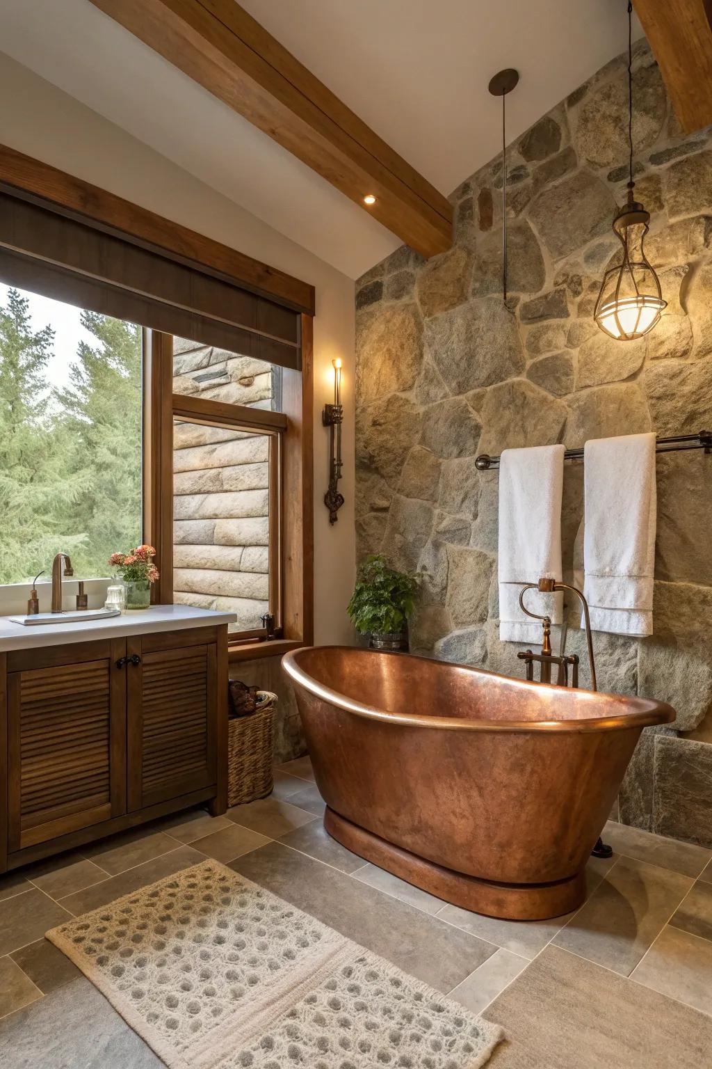 Make a striking statement with a beautiful copper tub.
