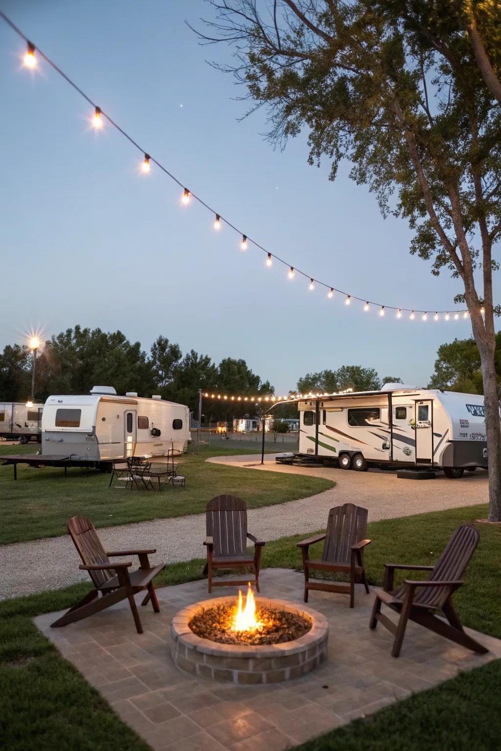 A cozy outdoor gathering spot perfect for evening chats.