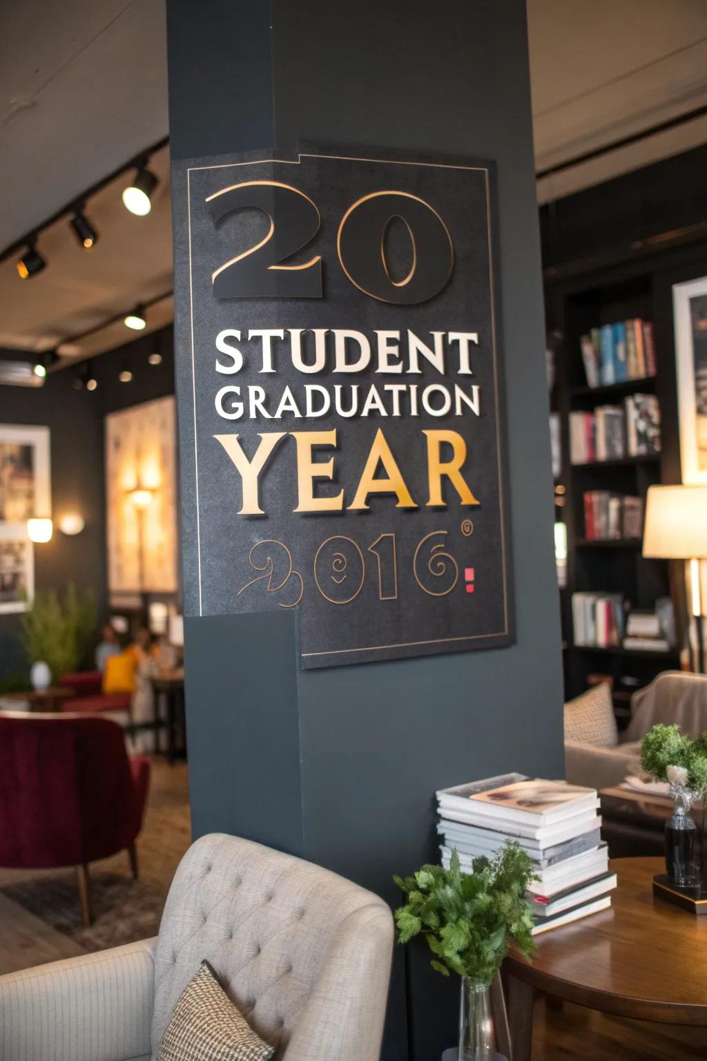 Strikingly personalized senior poster featuring metallic details.