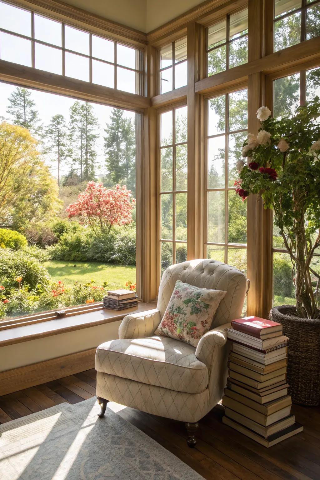 Natural light floods into a peaceful sanctuary.