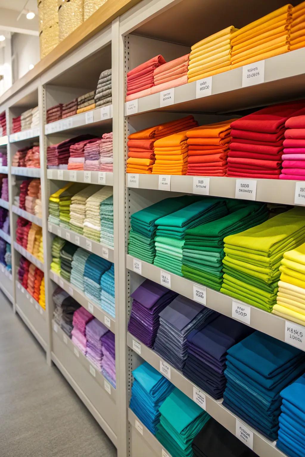 A color-coordinated fabric display brings beauty and structure.