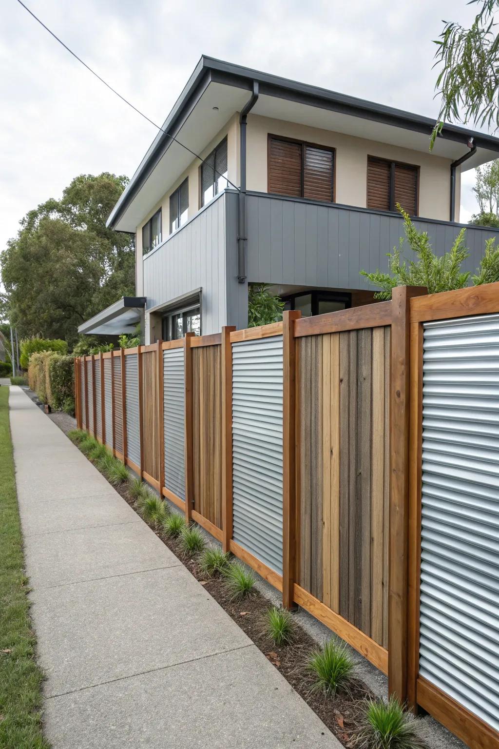 A seamless blend of metal sheet and timber results in a chic border.