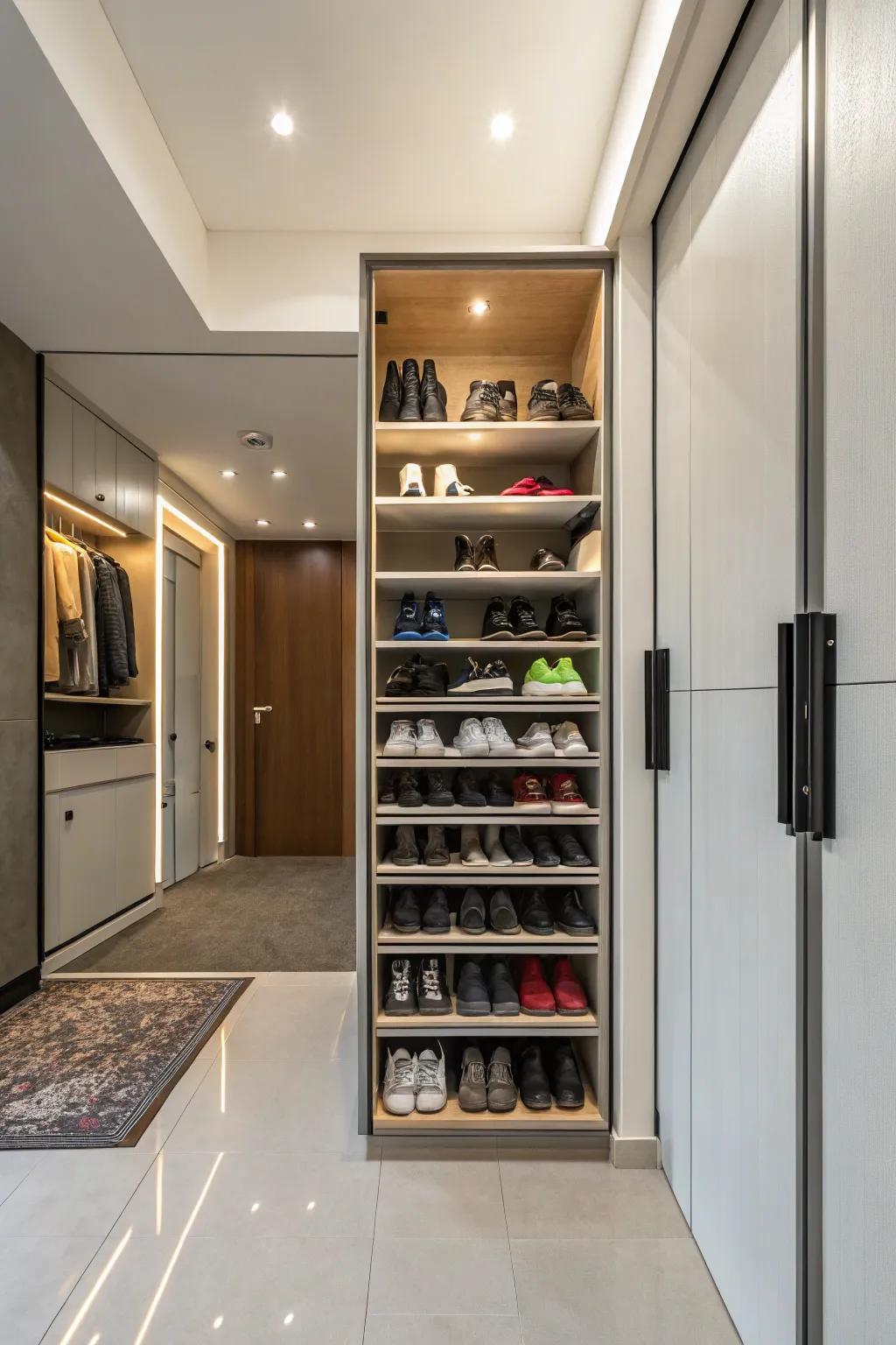 With basic open shelving, your shoes are always neatly displayed and reachable.