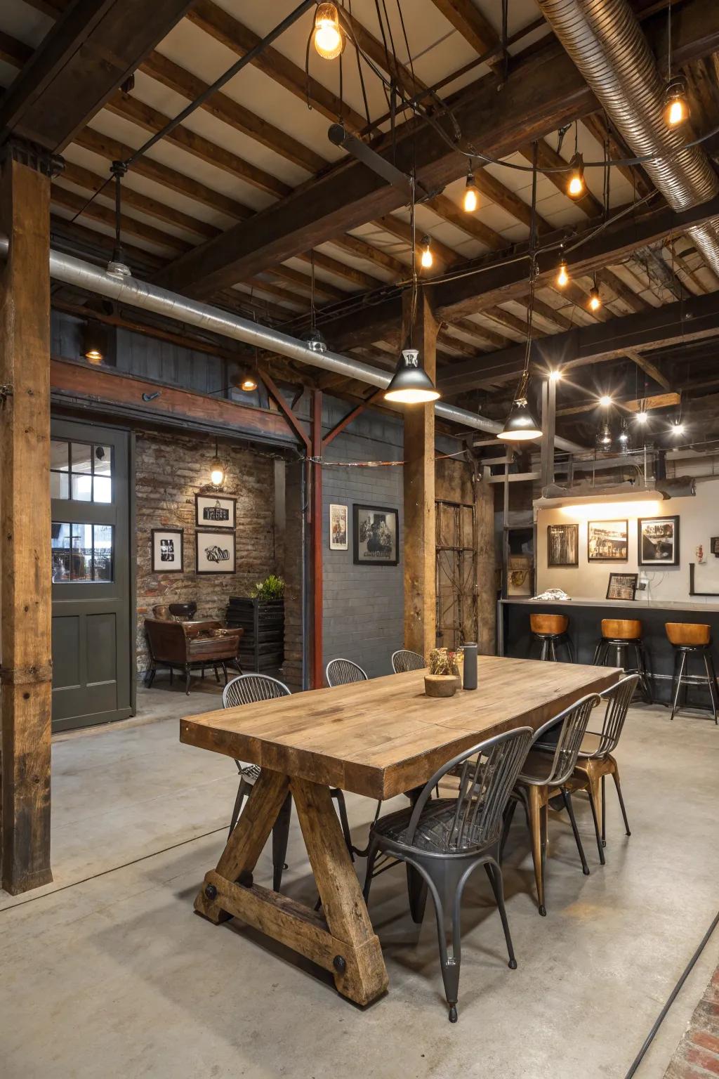 Industrial touches give your space a raw and powerful charm.