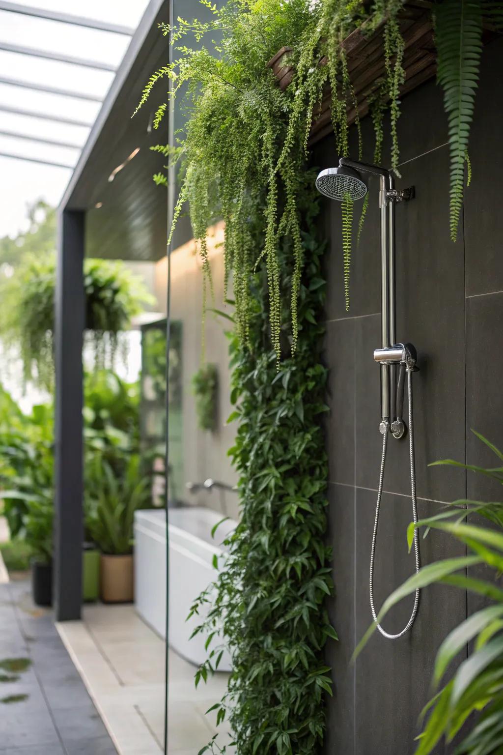 Infusing your shower with nature through green accents.