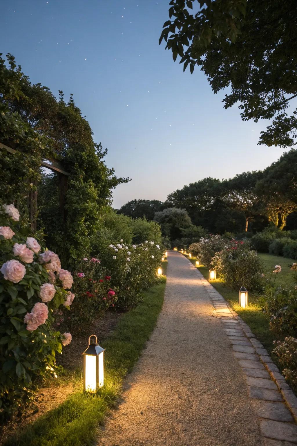 Route lights prepare the scene for a captivating night in your garden.
