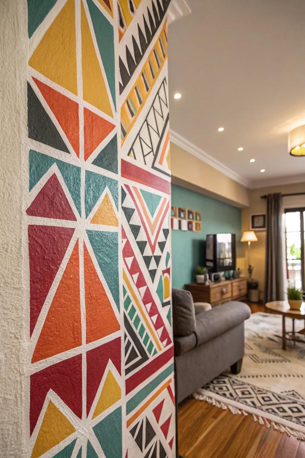 Symmetrical designs offer a modern aspect to your living area walls.