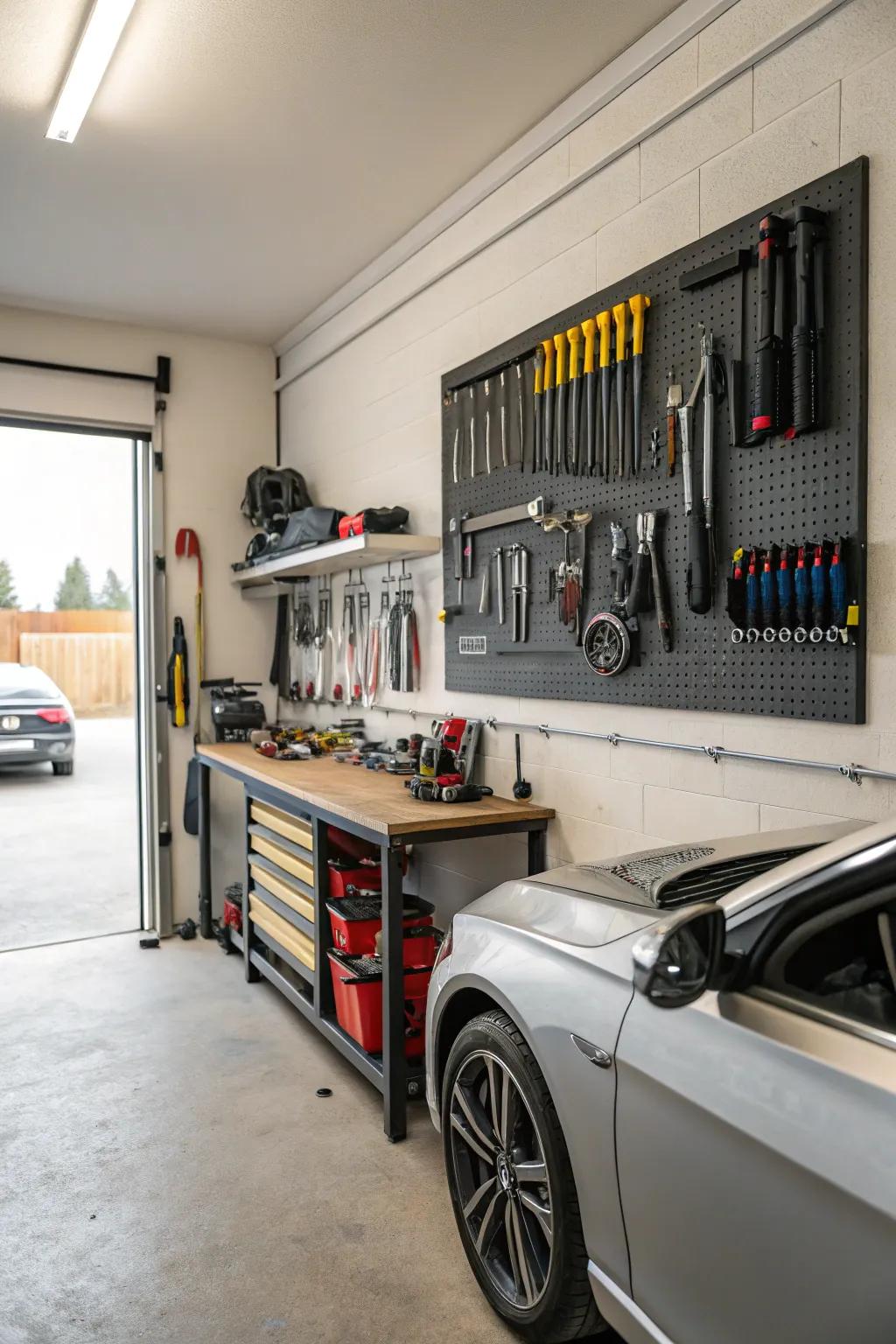 Use the potential of vertical storage to expand the usable area in your garage.