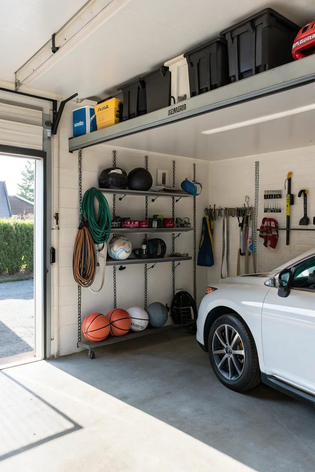 Smartly designed wall-mounted systems create extra room by lifting items off the floor.