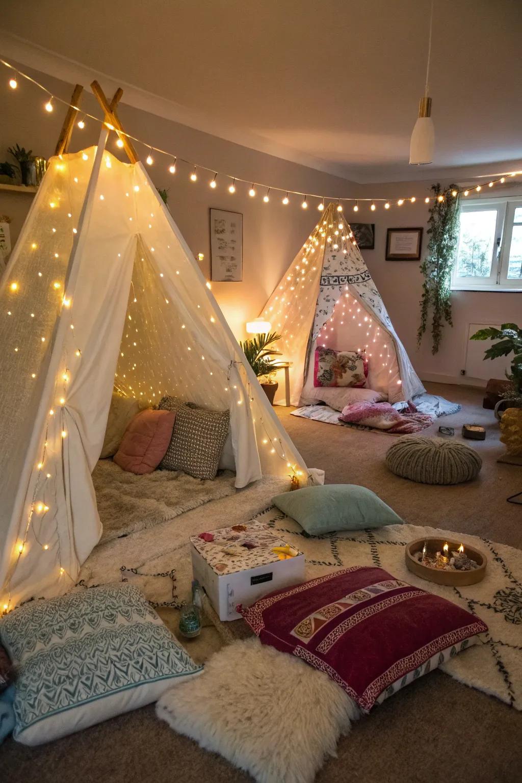 Bring the outdoors inside with a welcoming glamping arrangement.