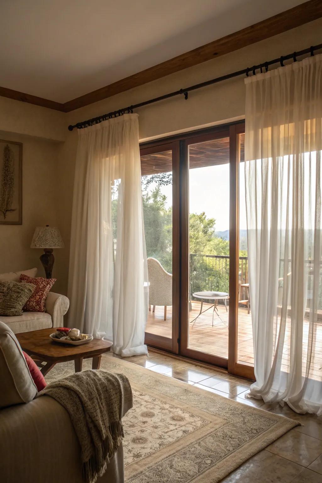 Delicate drapes provide seclusion while adding a refined touch.