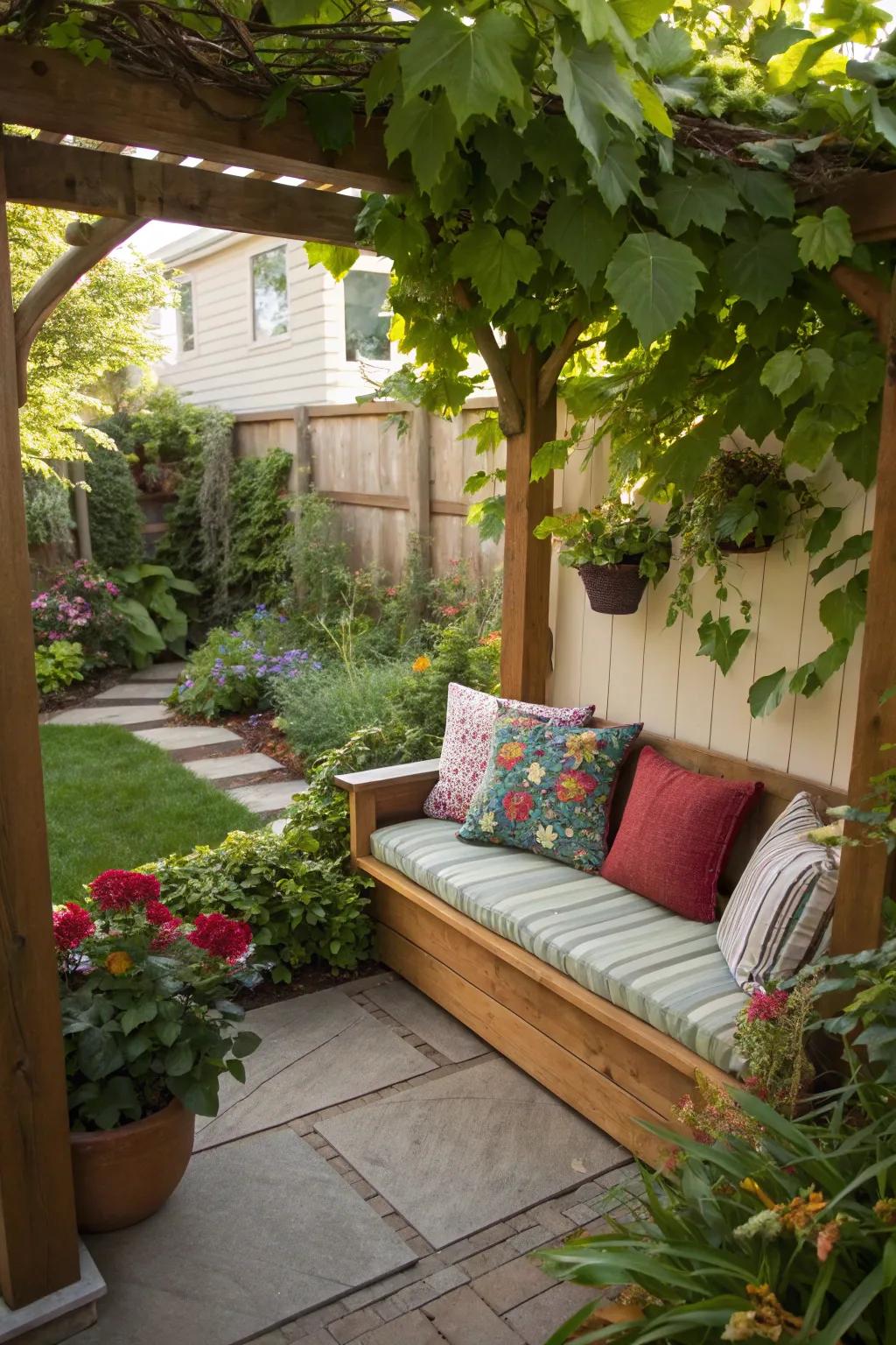 An inviting seating sanctuary can transform any corner of your backyard into a peaceful escape.