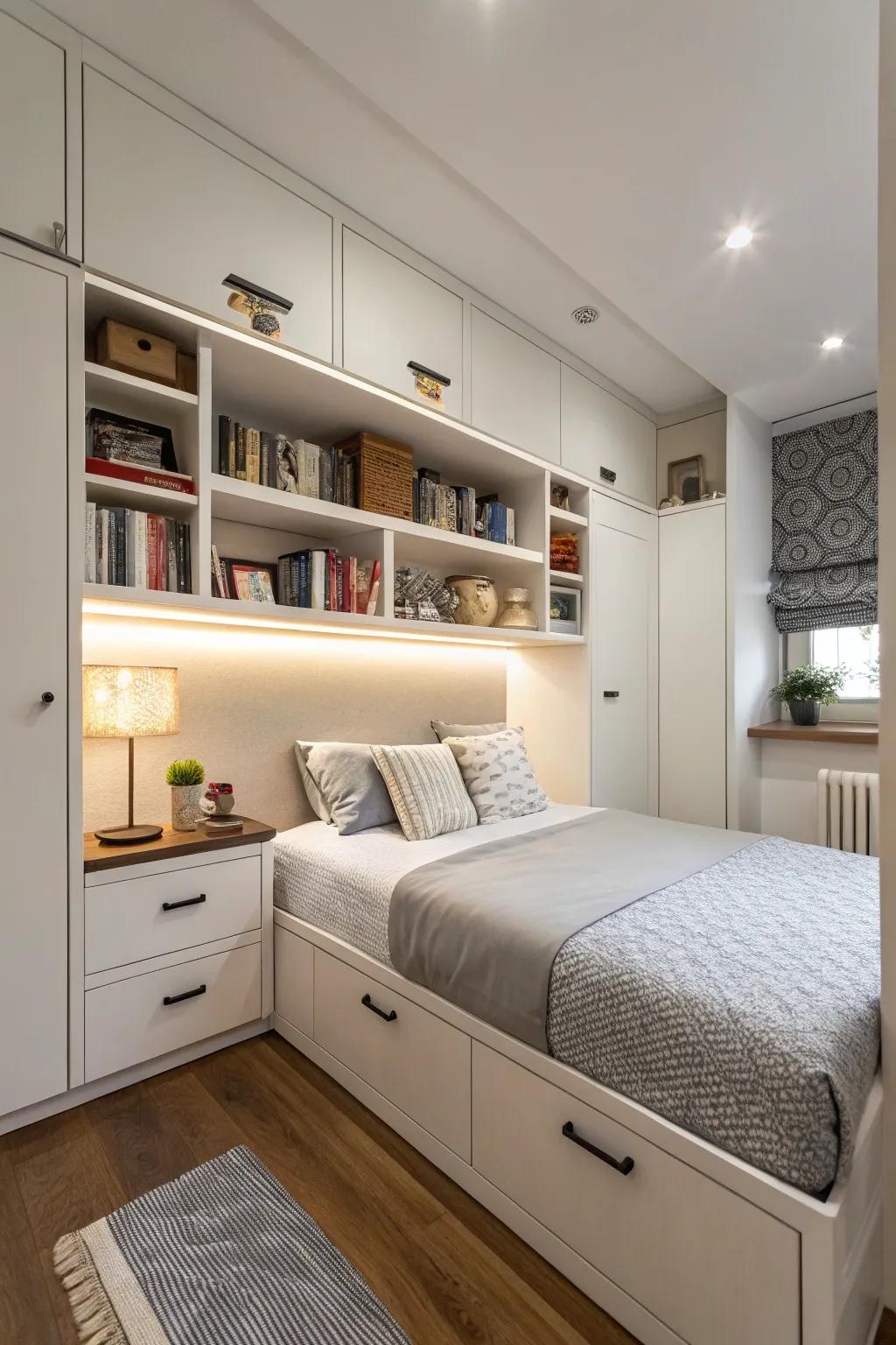 Opt for beds that have built-in storage to make the most of your space.