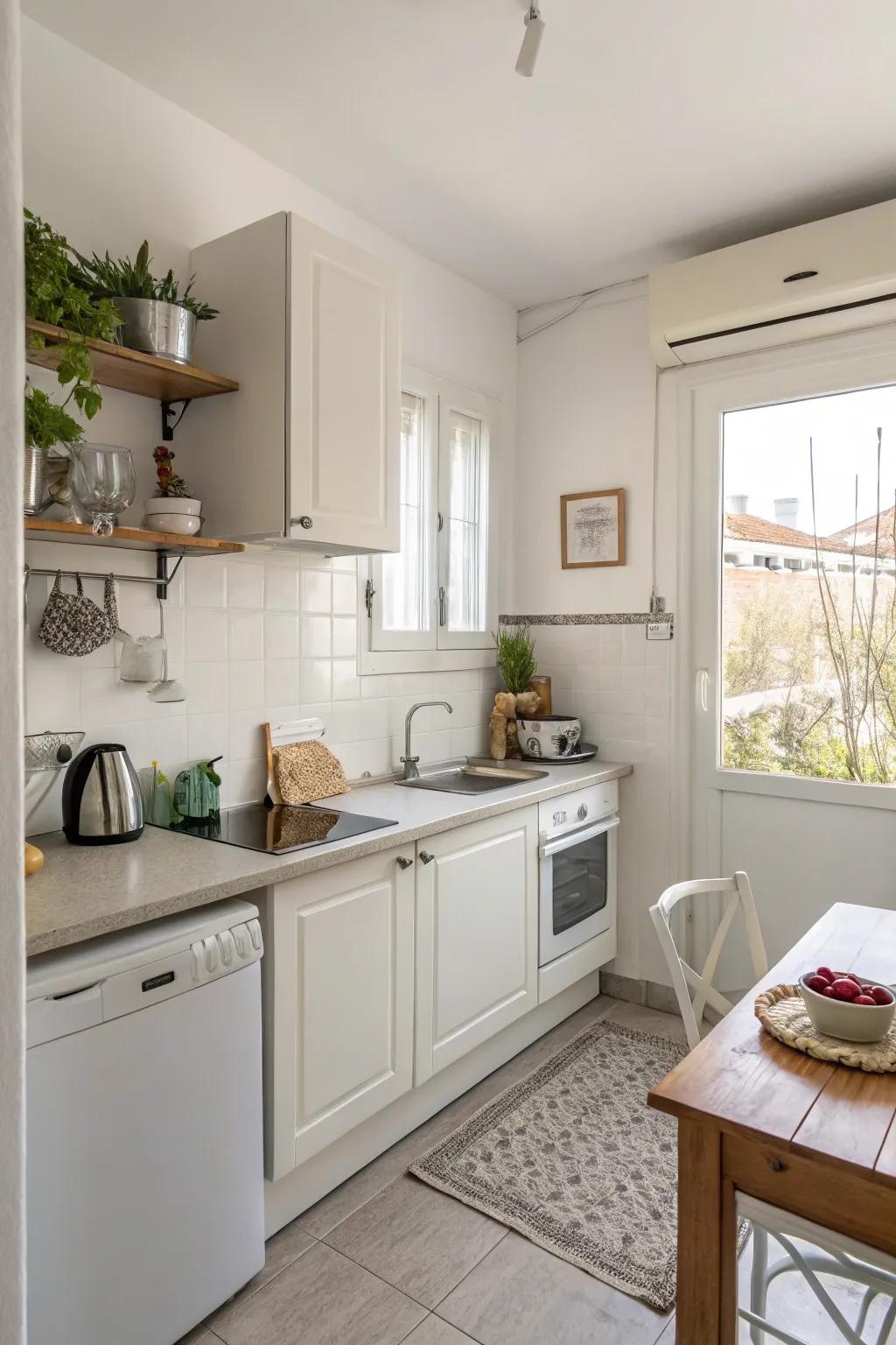 Delicate whites generate a feeling of spaciousness and light.