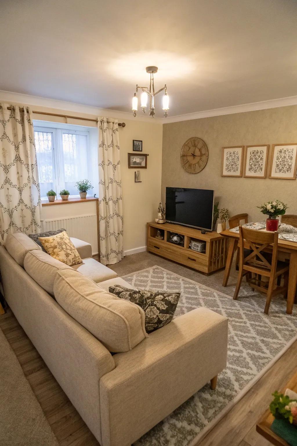 A sectional sofa can cleverly divide your living and dining area.