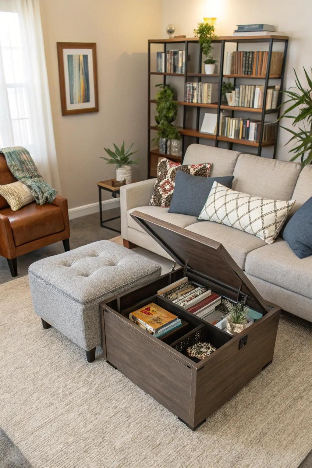 Multi-functional furniture ensures your small living room is efficient and uncluttered.