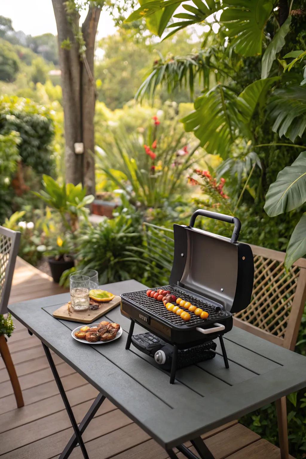 Compact grills are perfect for small patio spaces.