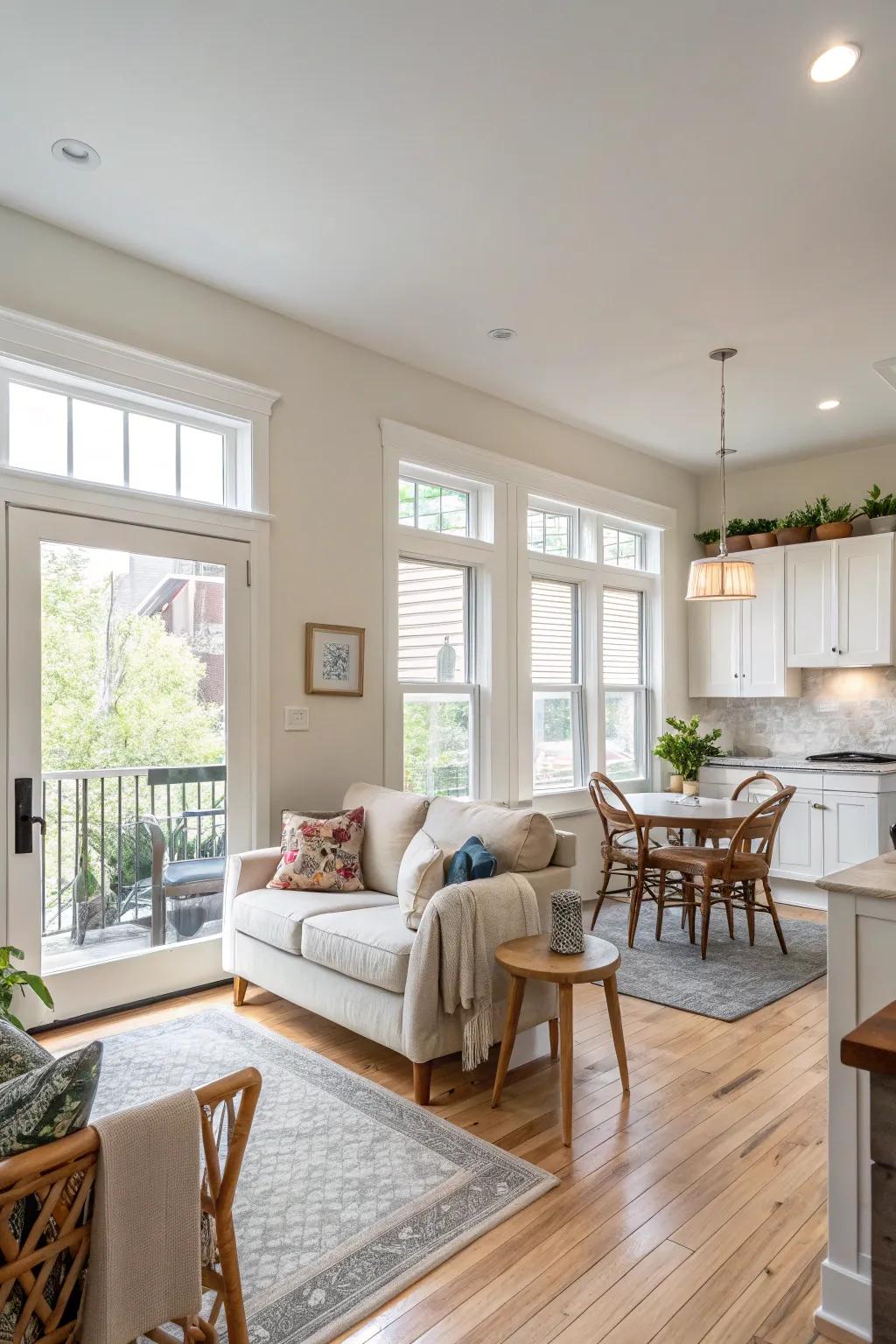 Open plans foster a cohesive and expansive ambiance in small homes.