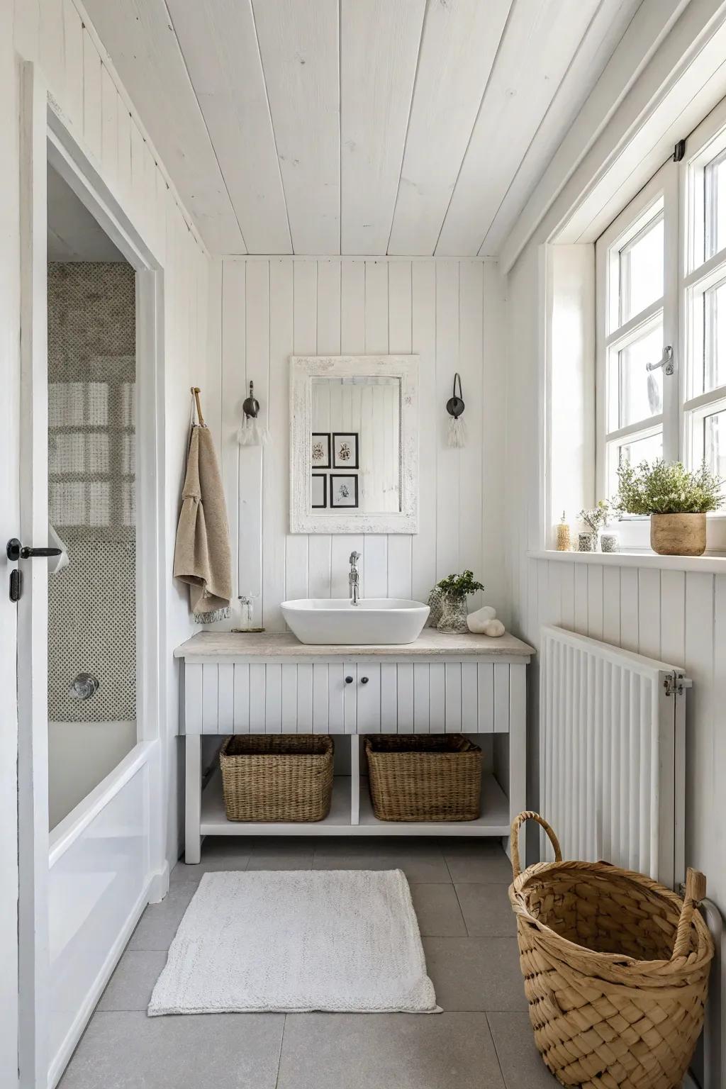 A minimalist design can make a small bathroom feel more spacious and calm.