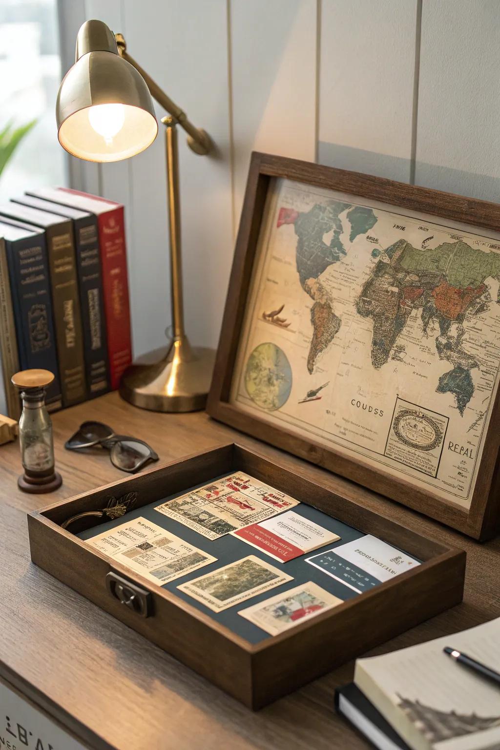 Immerse yourself in wanderlust with a travel memory shadow box.
