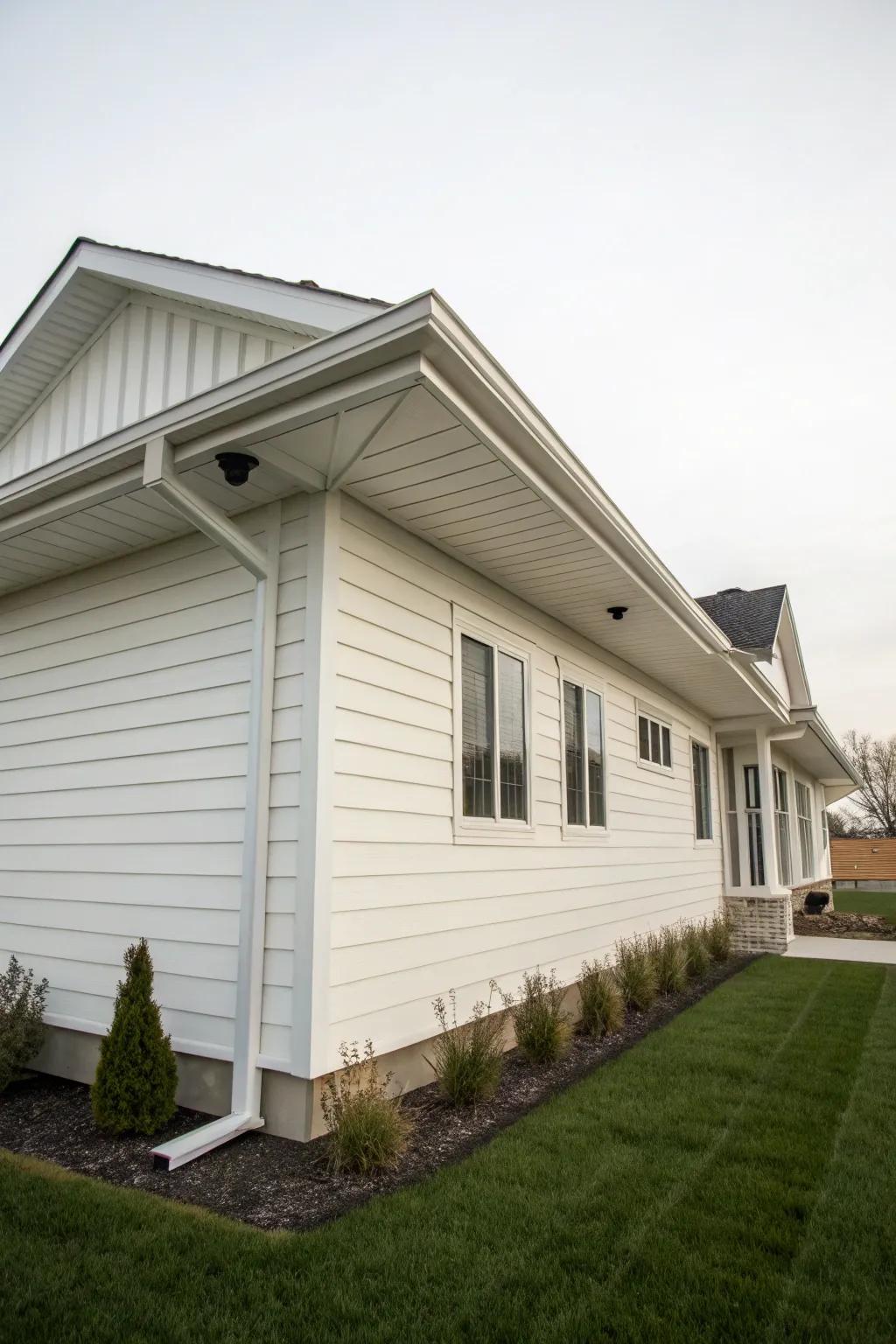 A traditional all-white soffit and fascia pairing for a timeless and revitalizing appearance.
