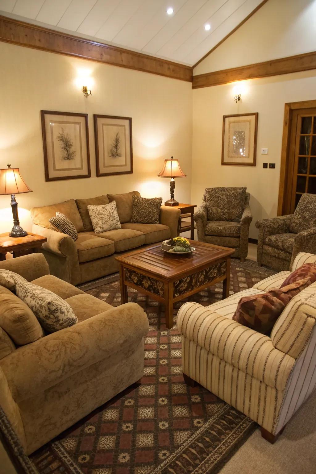 Cozy seating arrangements are key to Southern hospitality.