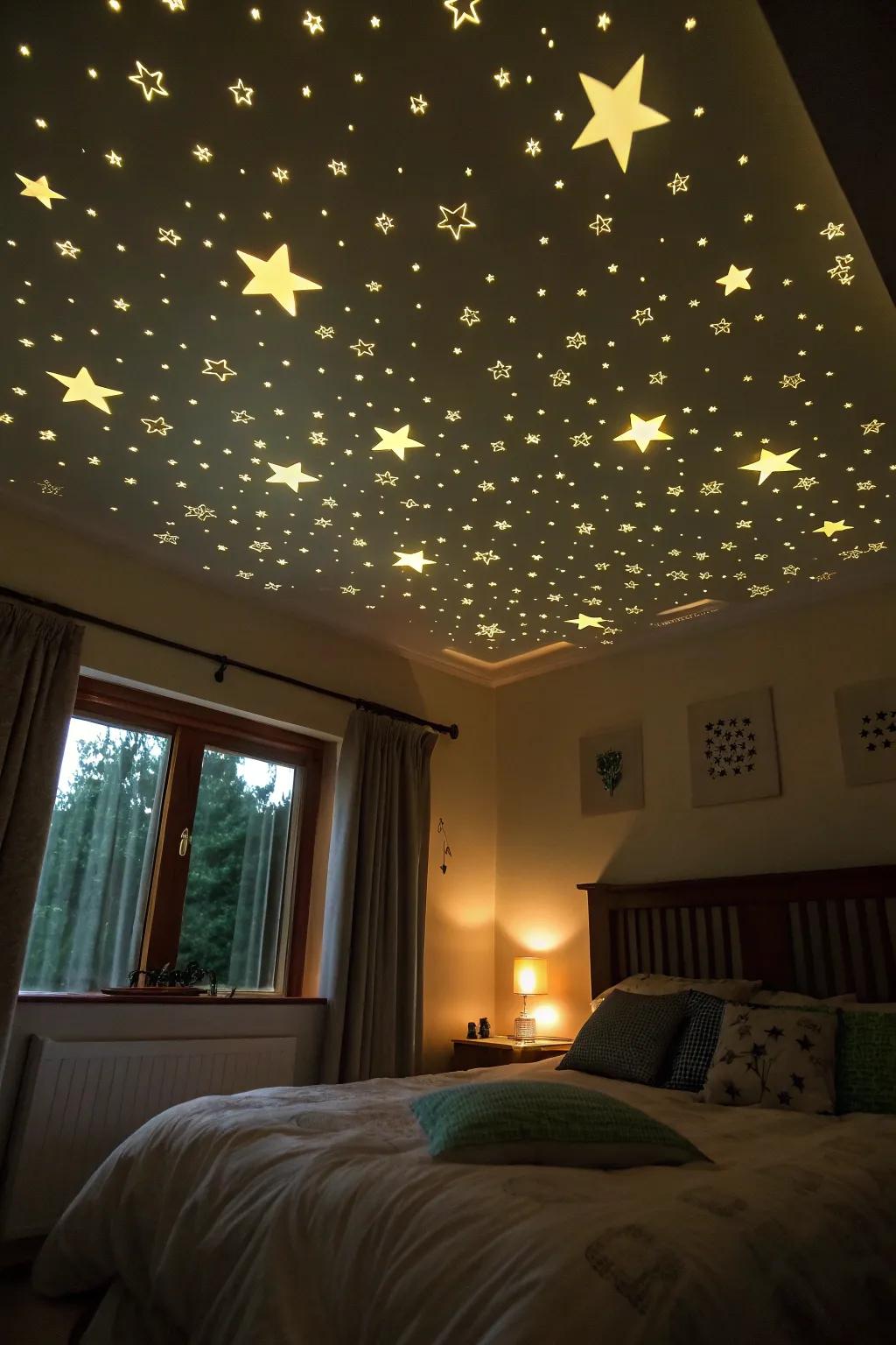 An astral ceiling that brings the nighttime environment inside.