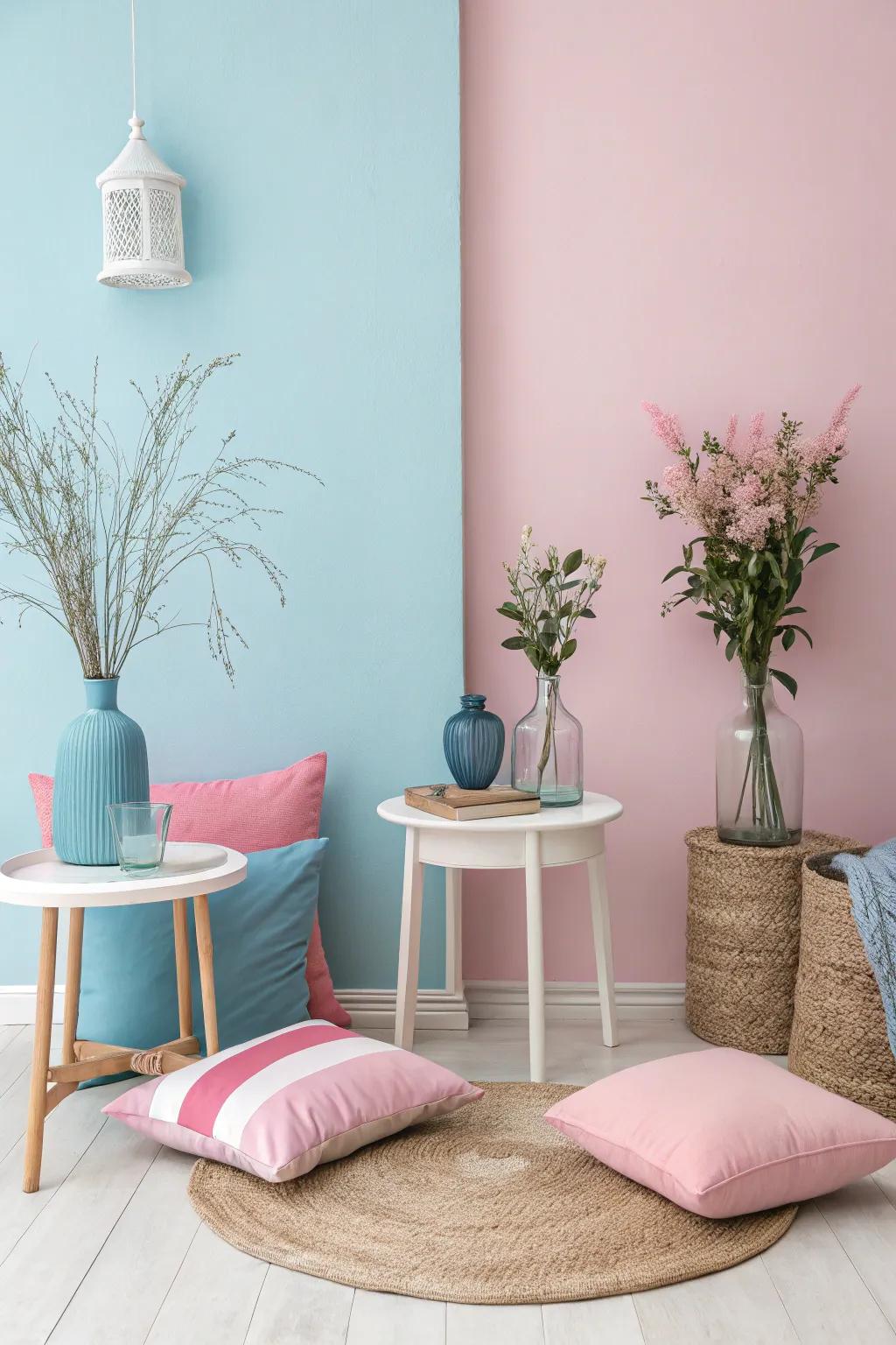 Color-coded zones in a shared room foster a feeling of individual territory.