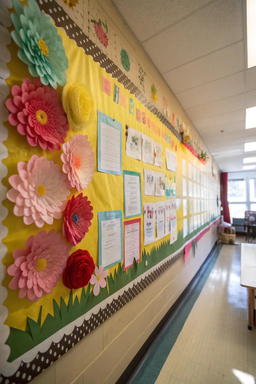 A thriving bulletin board brimming with students' objectives and goals.