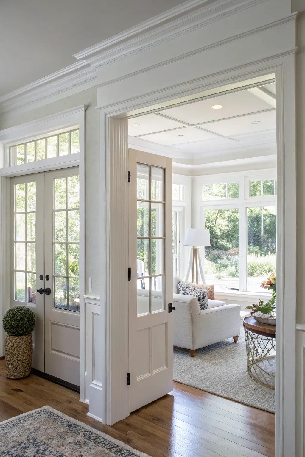 A traditional 1x5 trim board enhancing the elegance of a bright living space.