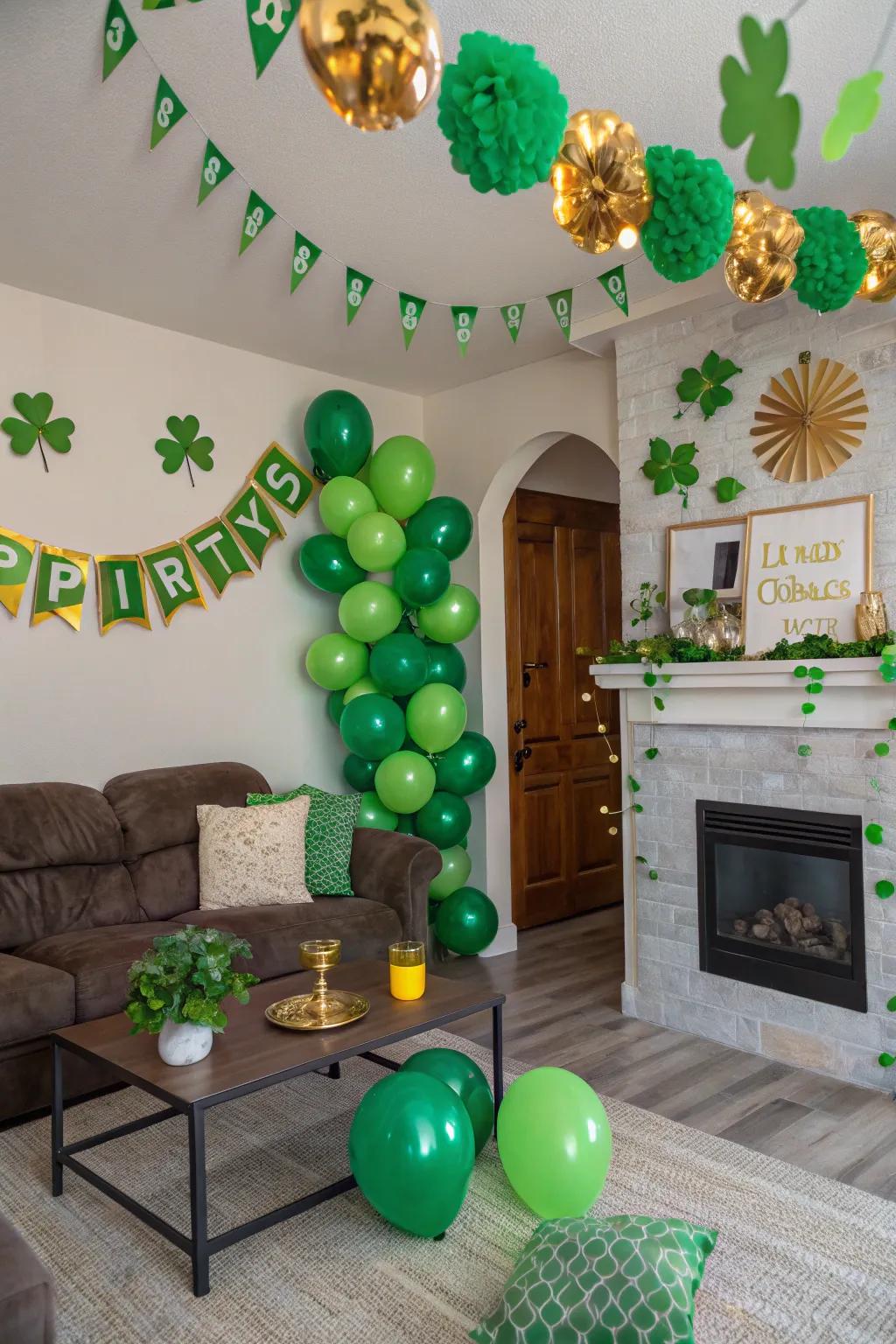 Transform your area into a verdant wonderland with celebratory balloons and shamrock-inspired accents.