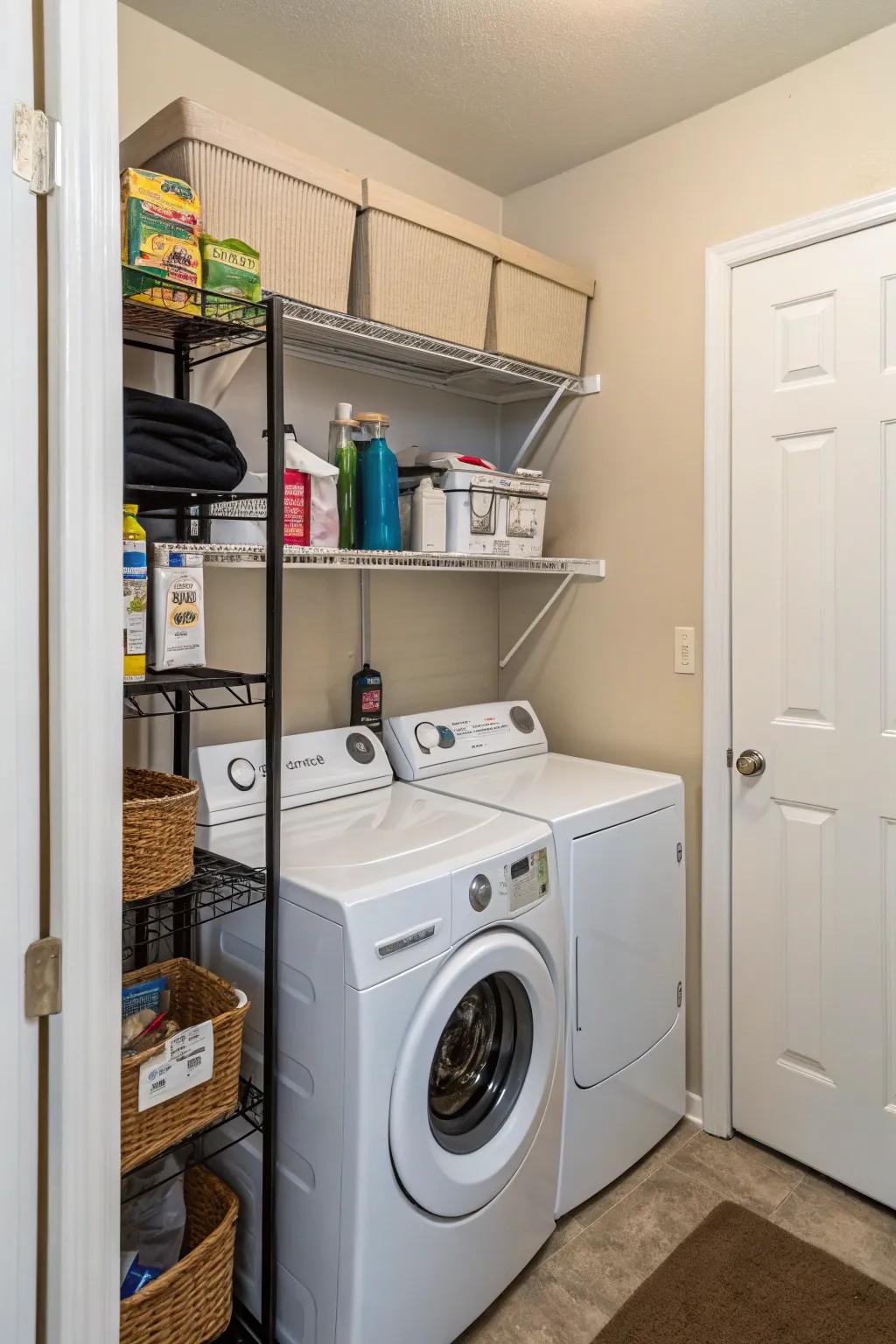 Utilize vertical space to create a more functional laundry area.