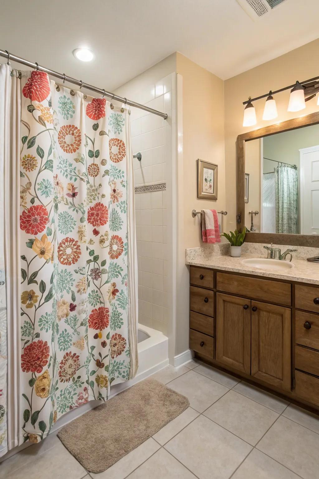 Floral designs introduce a natural ambiance to your bathroom area.