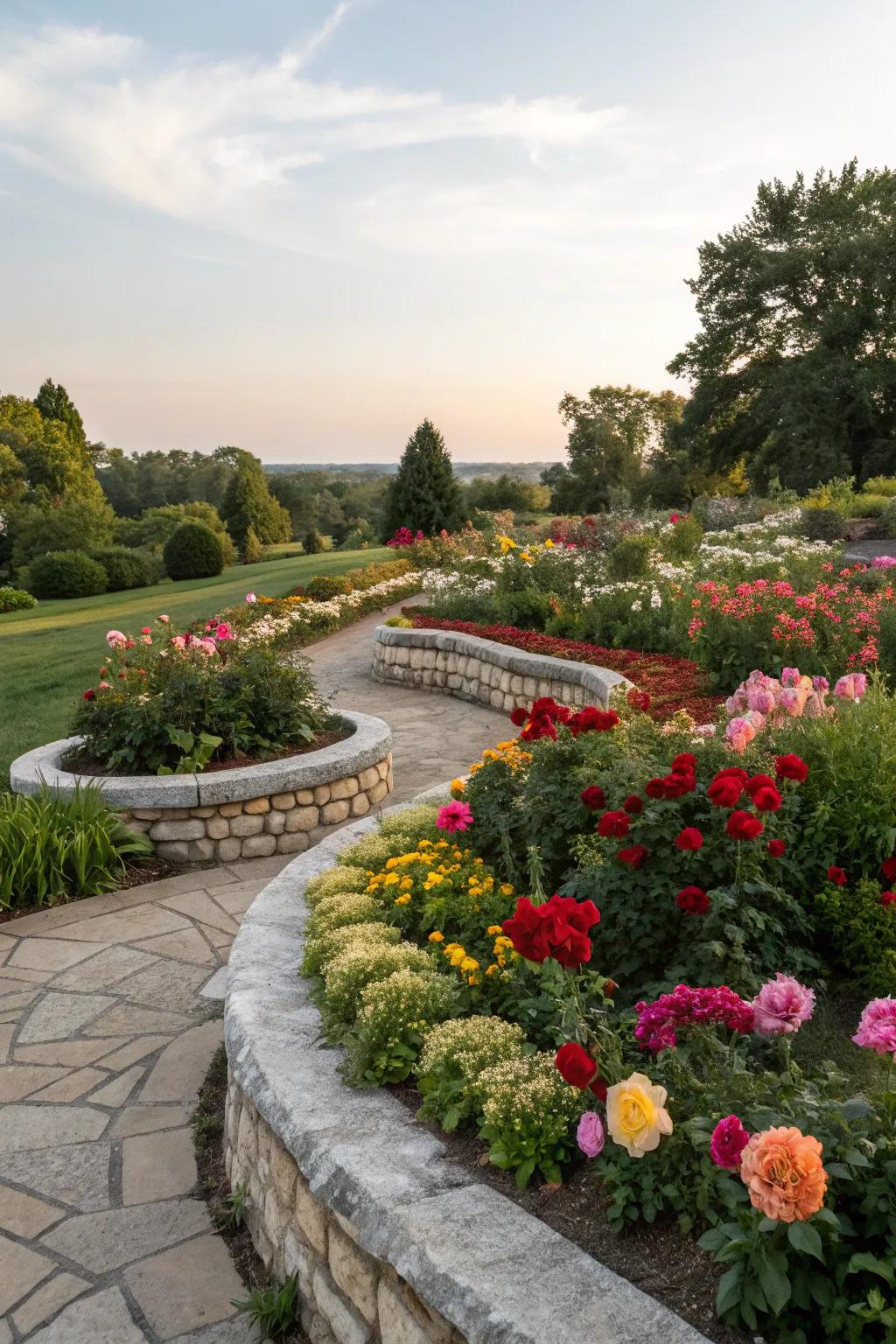 Elevate your garden beds with chic stone edging.
