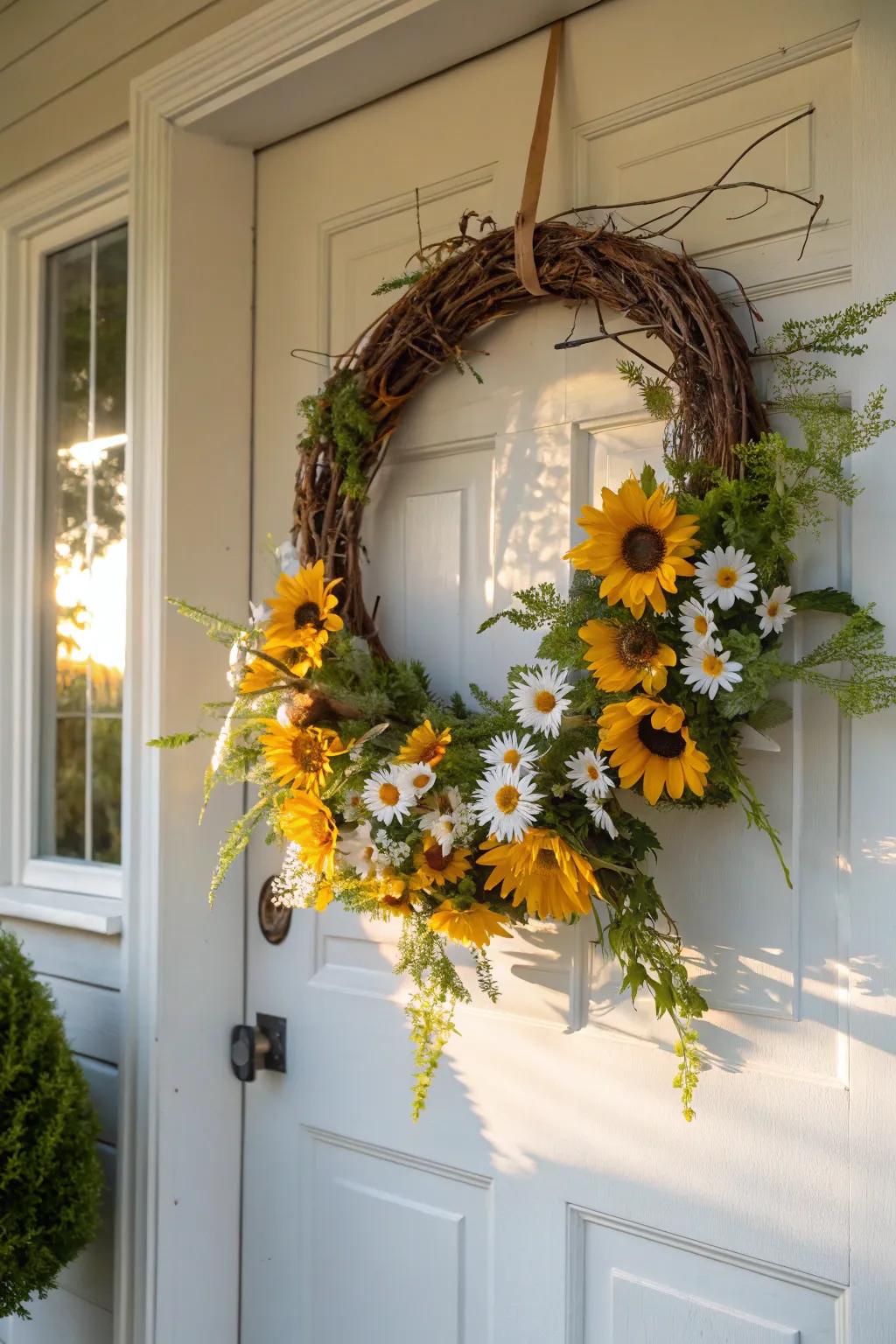 Brighten your entrance with timeless summer flowers.