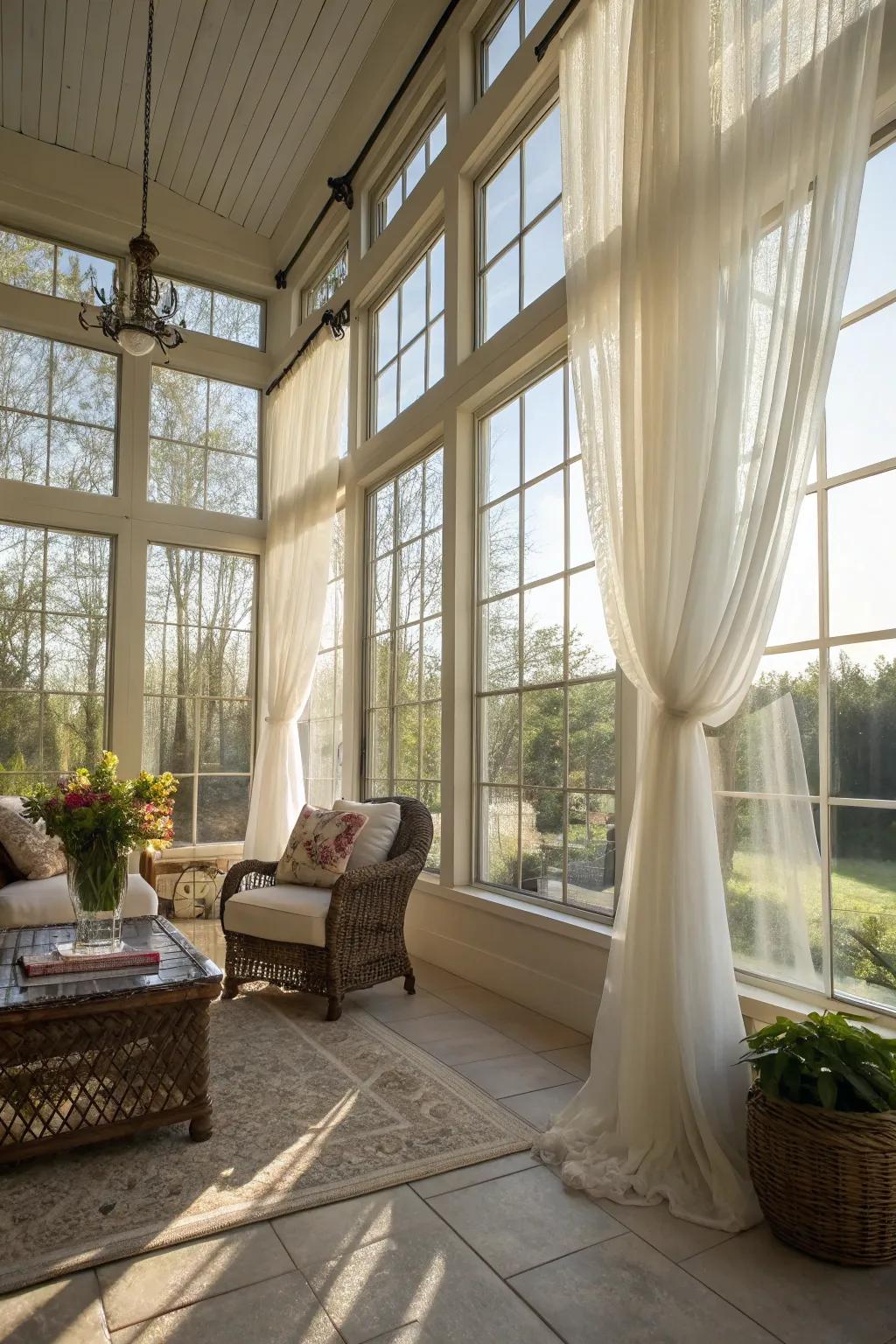 Light curtains allow sunlight to flood the space, enhancing its inherent beauty.