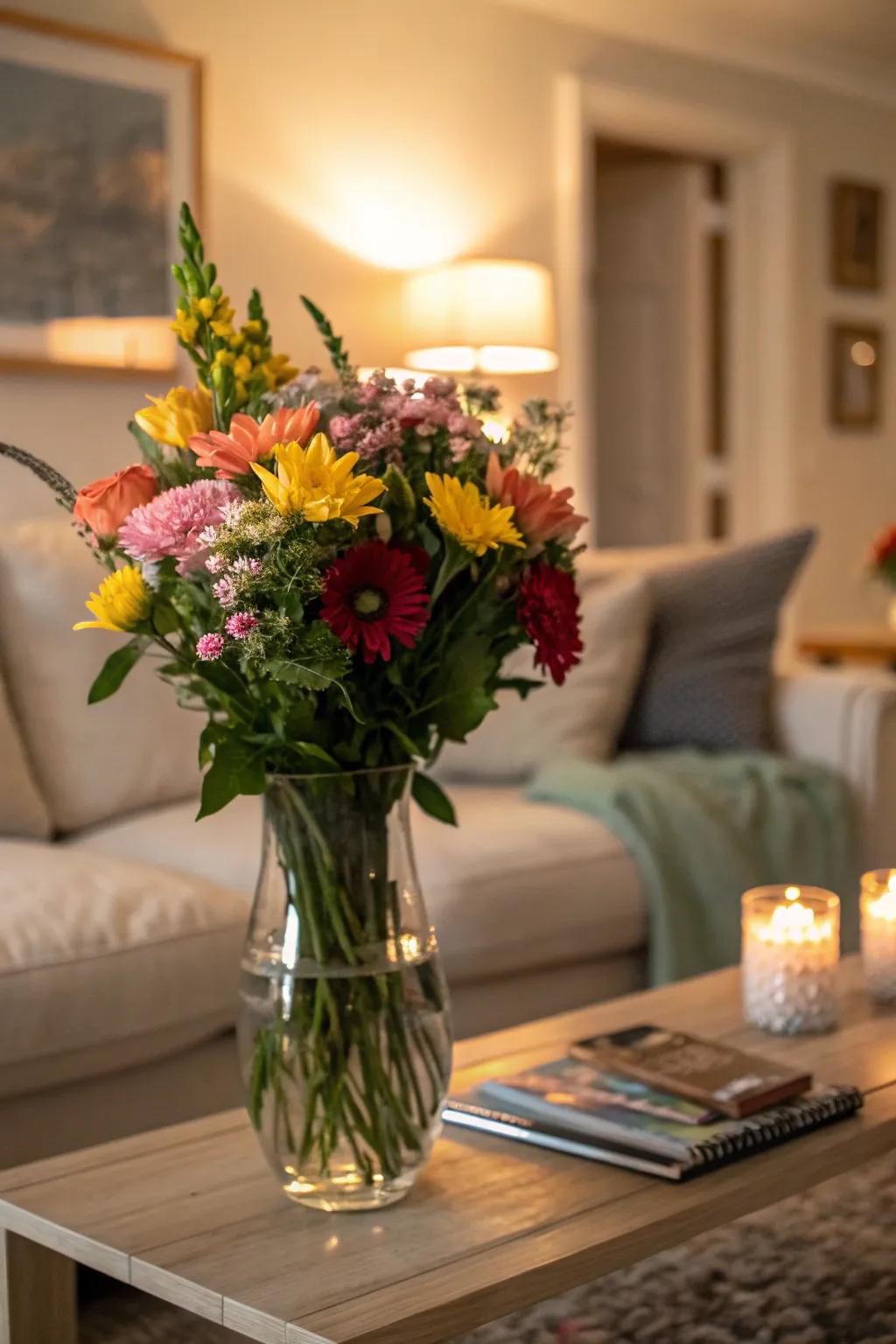 Invigorate your space with a straightforward yet sophisticated flower arrangement.