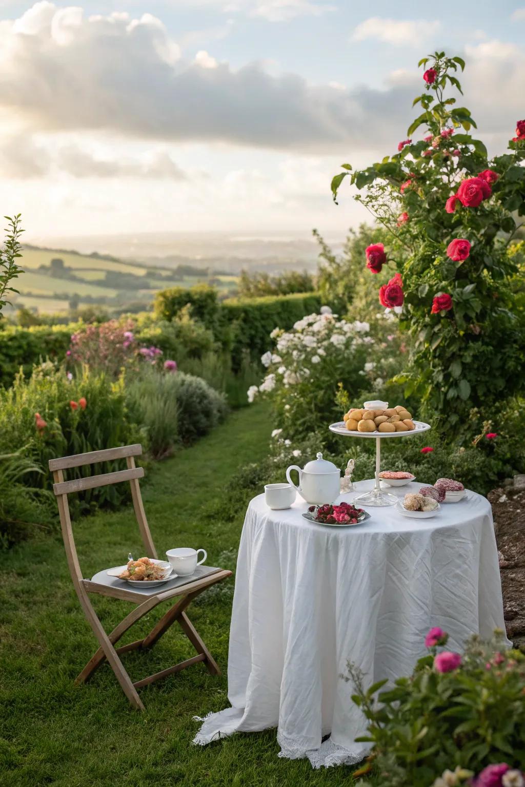 A backyard tea party setting that radiates grace and charm.