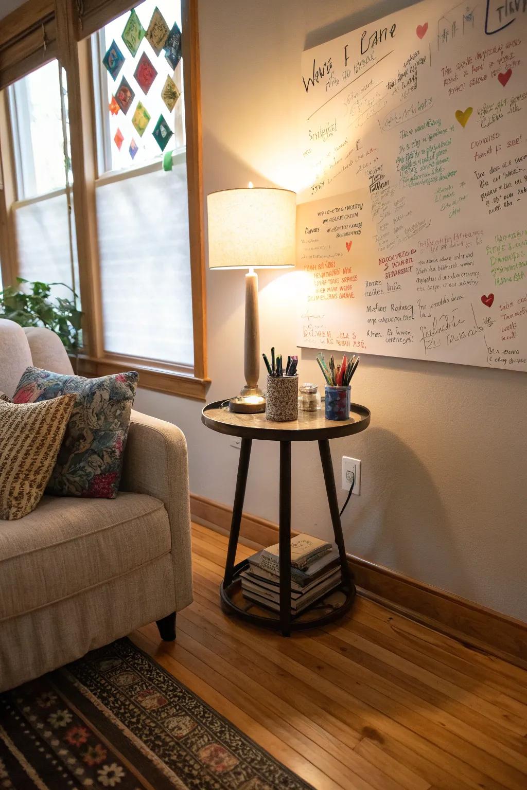 A corner dedicated to gratitude that fosters reflection and sharing.