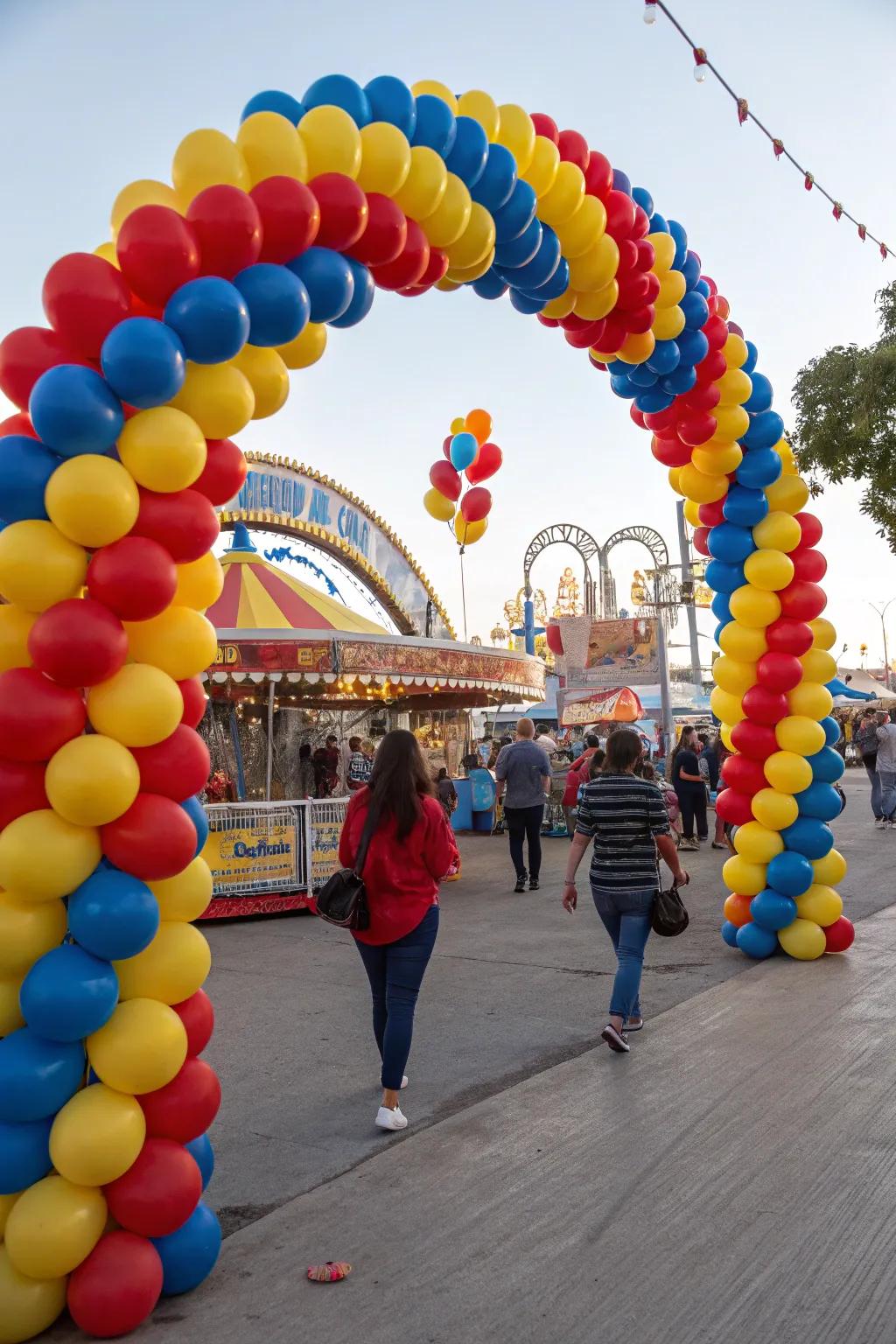A balloon arch immediately sets a celebratory tone.
