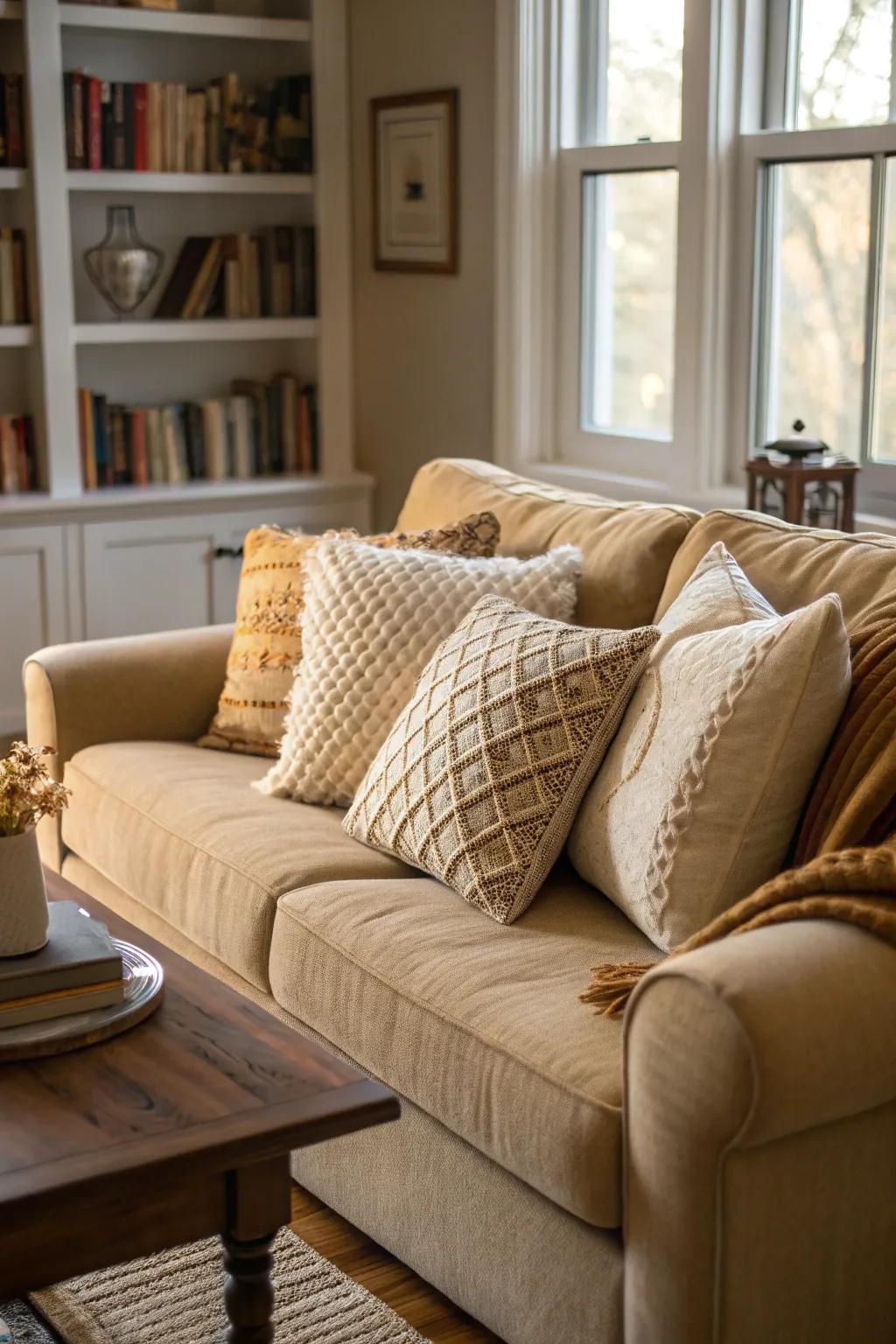 Neutral shades foster a balanced and soothing setting.