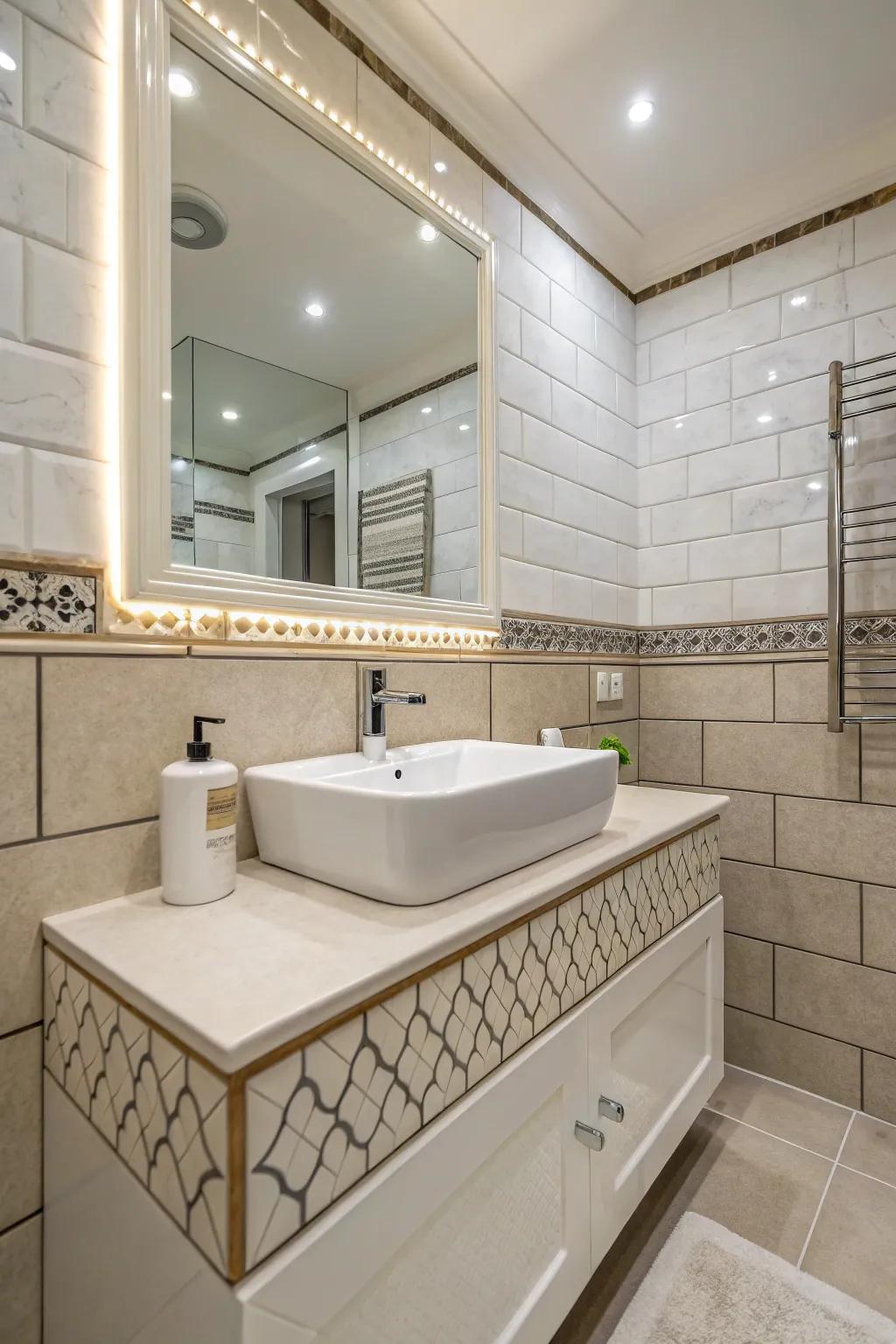 Rounded edge tiles bring a classic element to any bathroom or kitchen design.