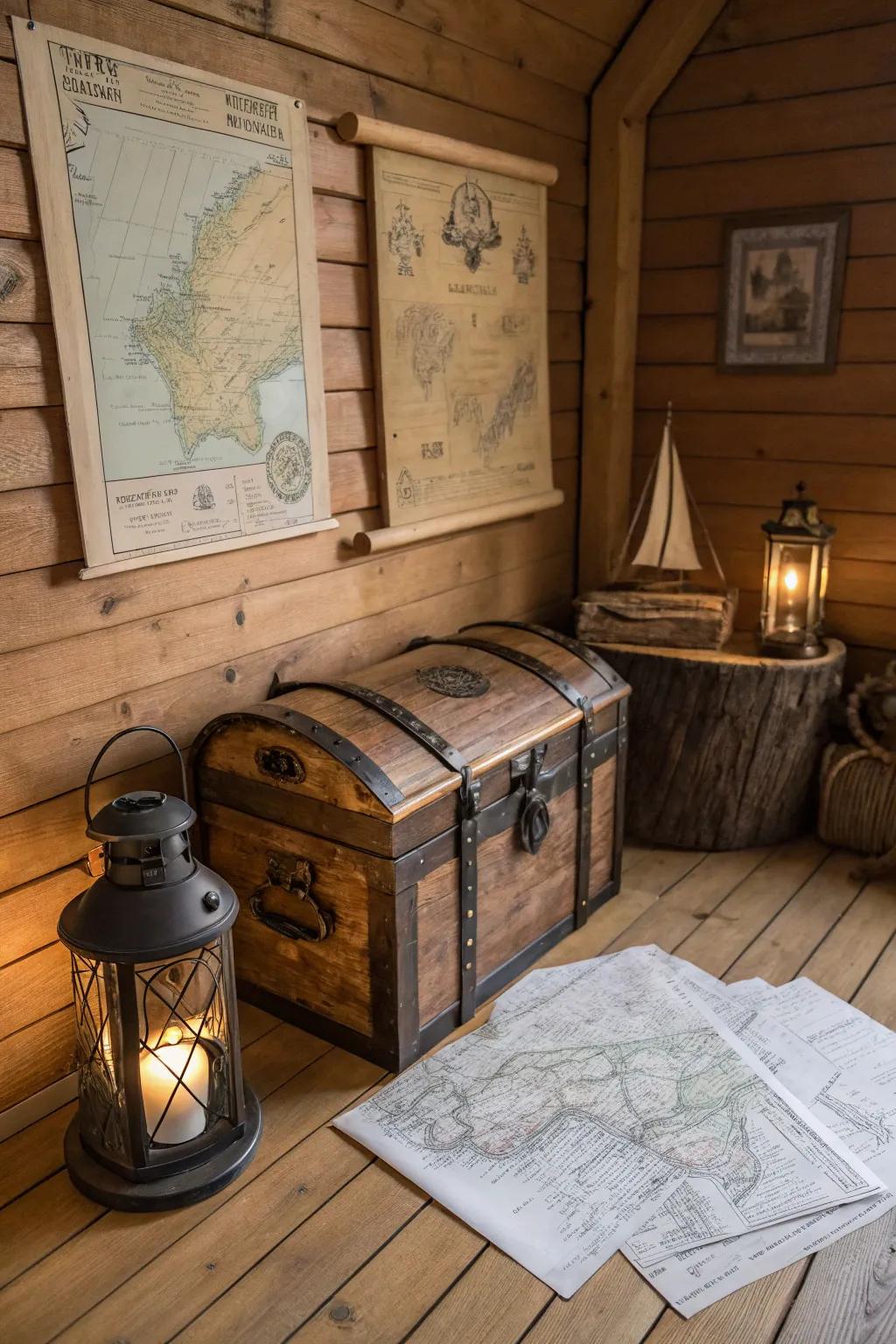 A rustic wooden keepsake box inspires memories in a cabin setting.