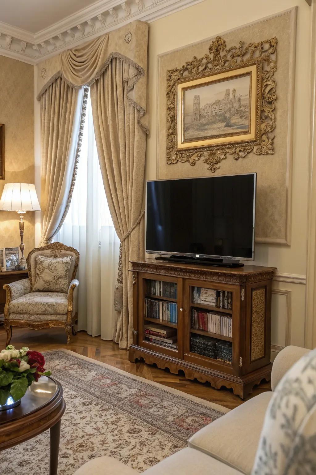 Lend an air of refinement to your TV with an ornate decorative frame.