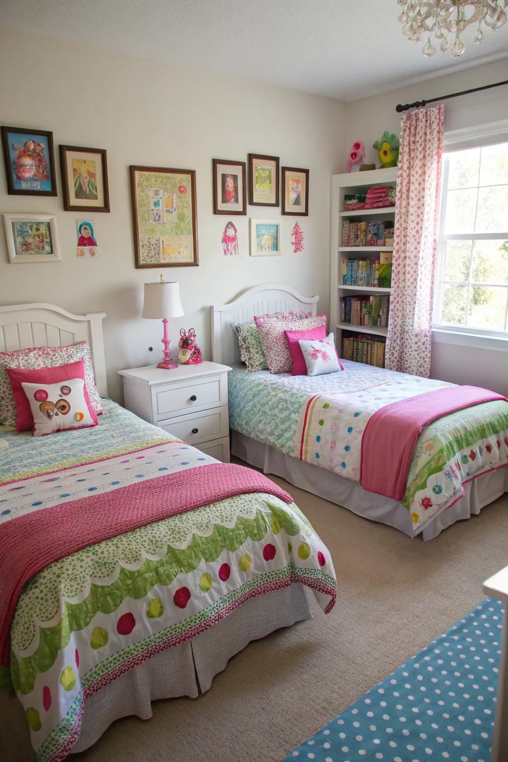 Symmetrical twin beds foster a sense of harmony and balance.
